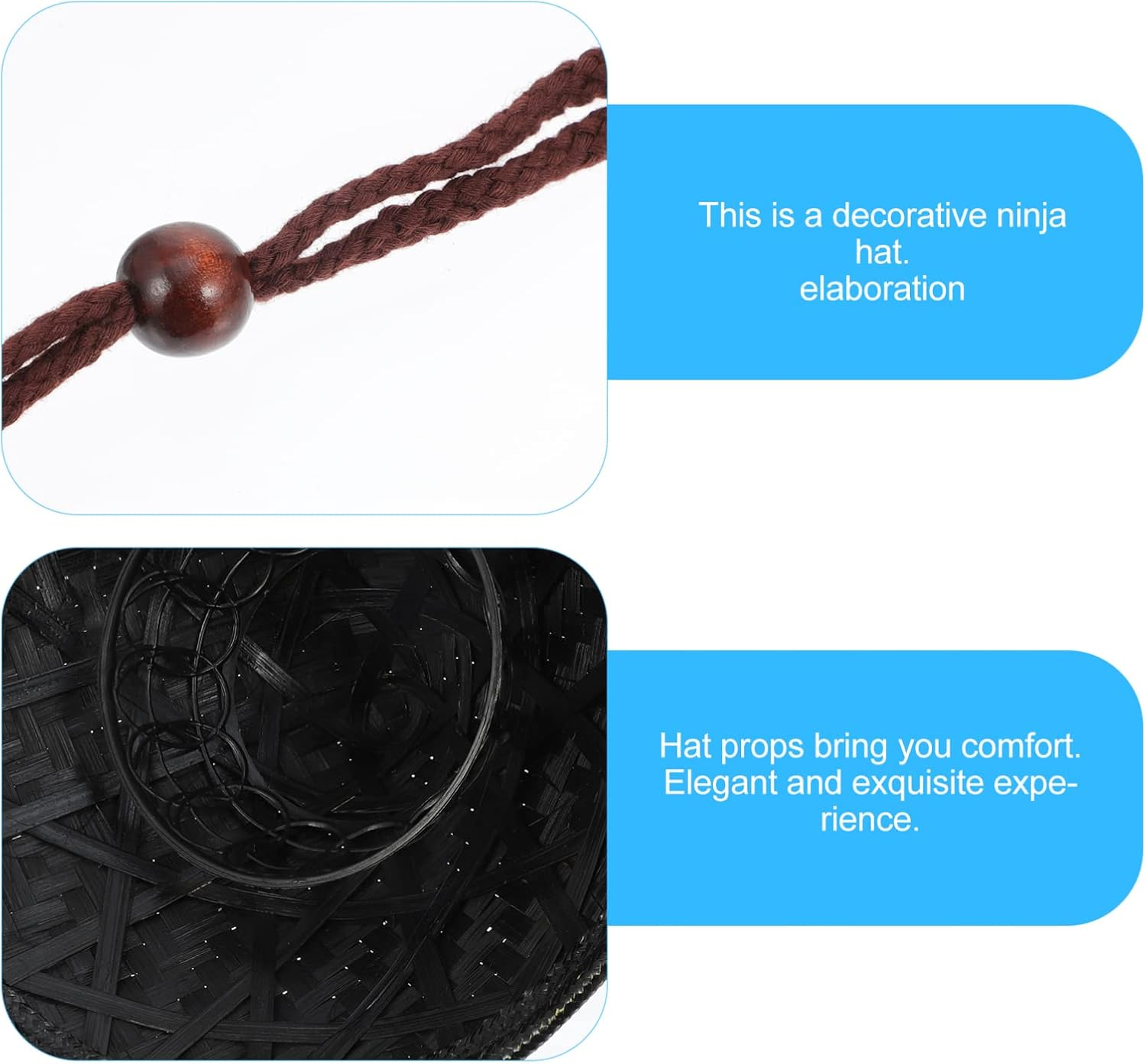 Kisangel Cosplay Samurai Hat Bamboo Asian Conical Hat Lightweight Simple Prop for Party Performance 14.17In Diameter image number 6