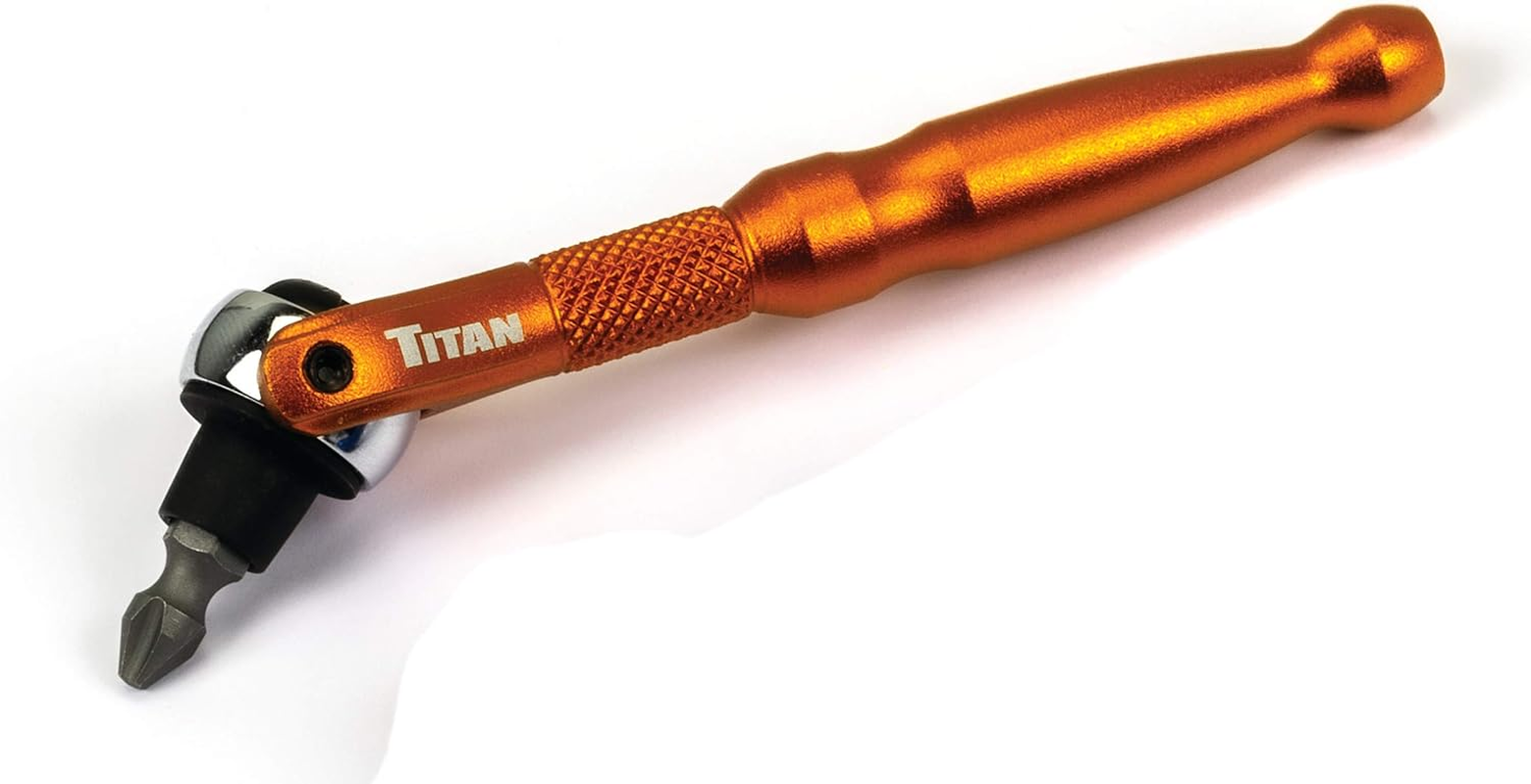 Titan 11323 1/4-Inch Drive 90-Tooth Swivel Head Micro Bit Driver-Orange