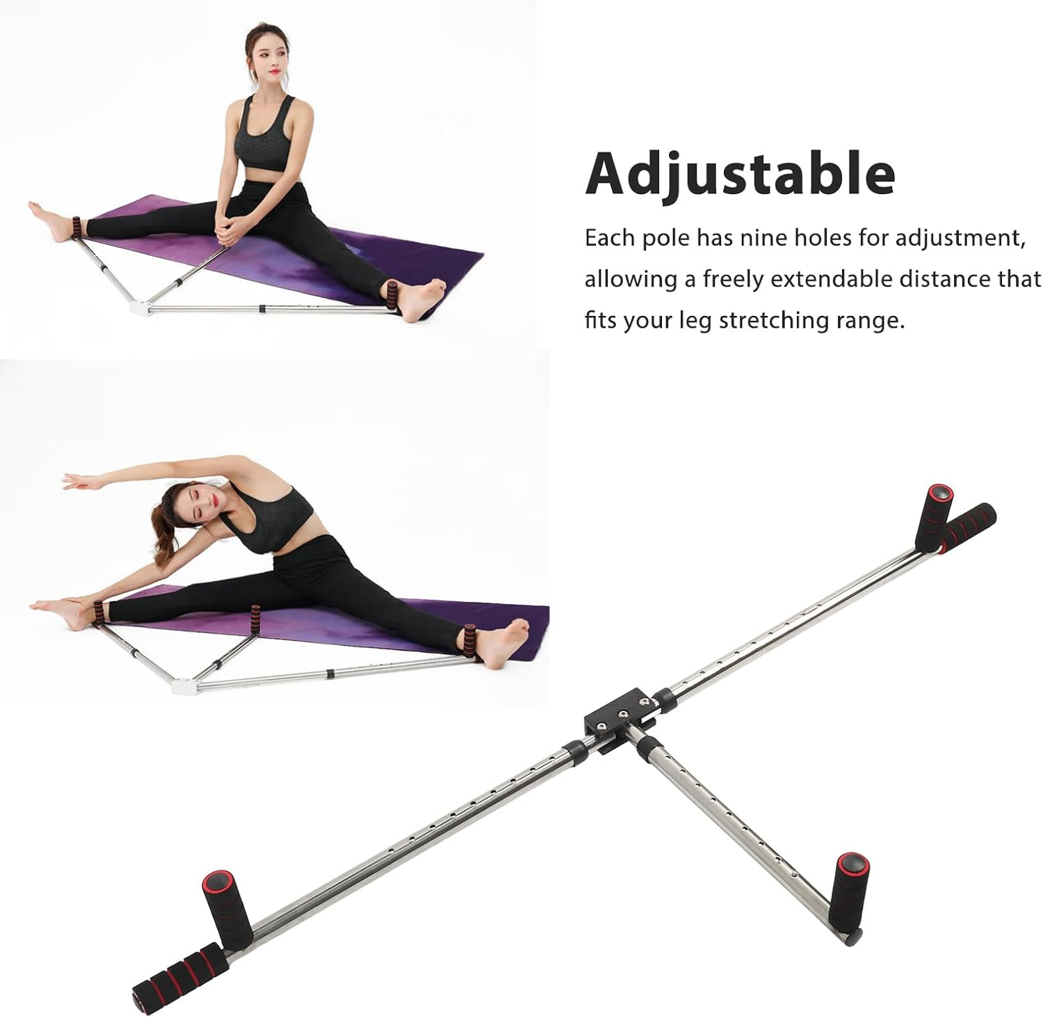 Cryfokt 3 Bar Leg Stretcher, Stainless Steel Leg Split Extension, 9 Hole Adjustable Flexibility Stretching Machine for Ballet Dance Gym Exercise, Kids Adults Enhancing Muscle Flexibility image number 2