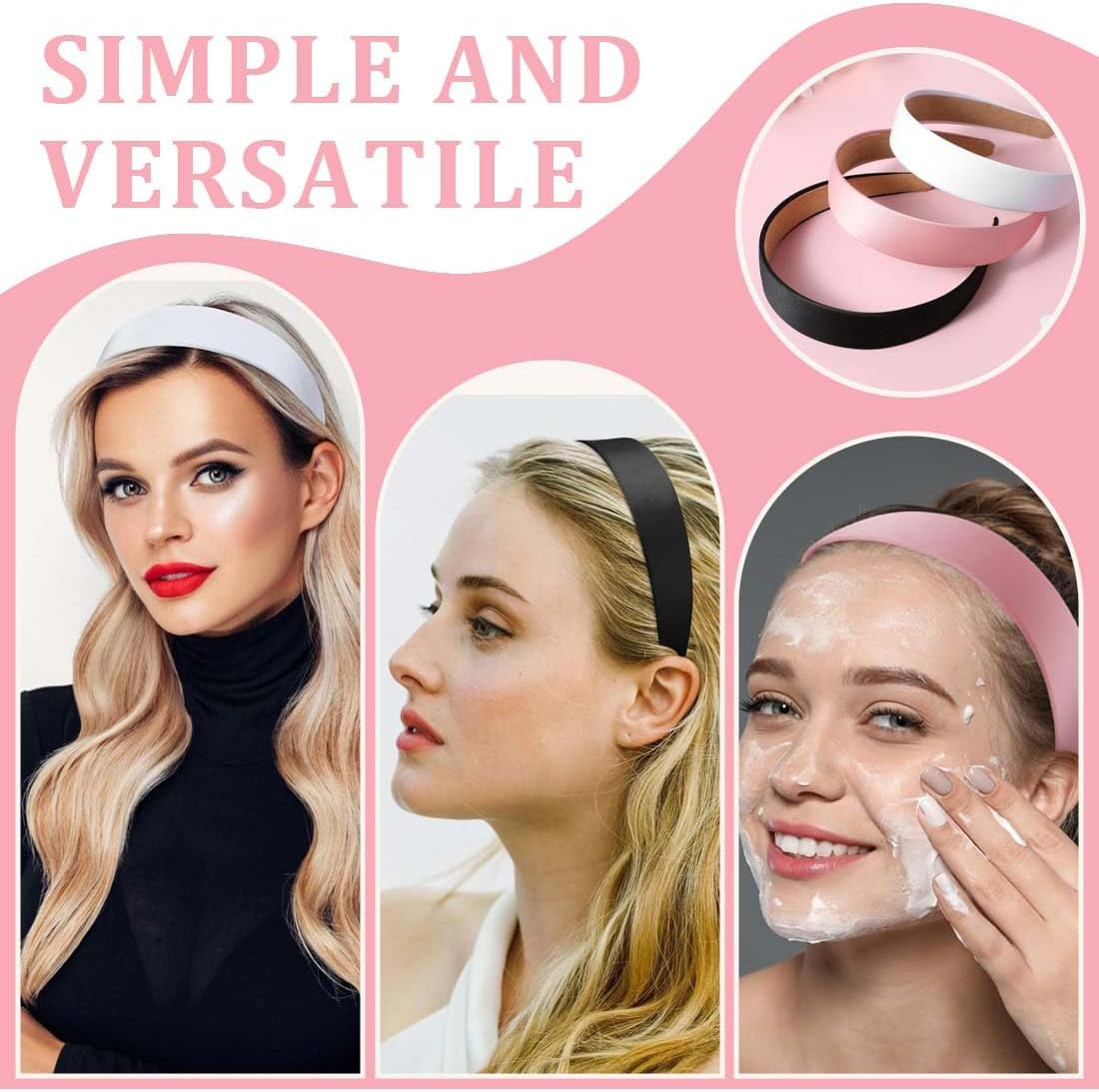 GXGM 6 Pieces Multicoloured Headband, Pure Colour Hair Bands, Fashion Headband for Women, Girls Comfortable, Simple, Elegant, for Women and Girls image number 4