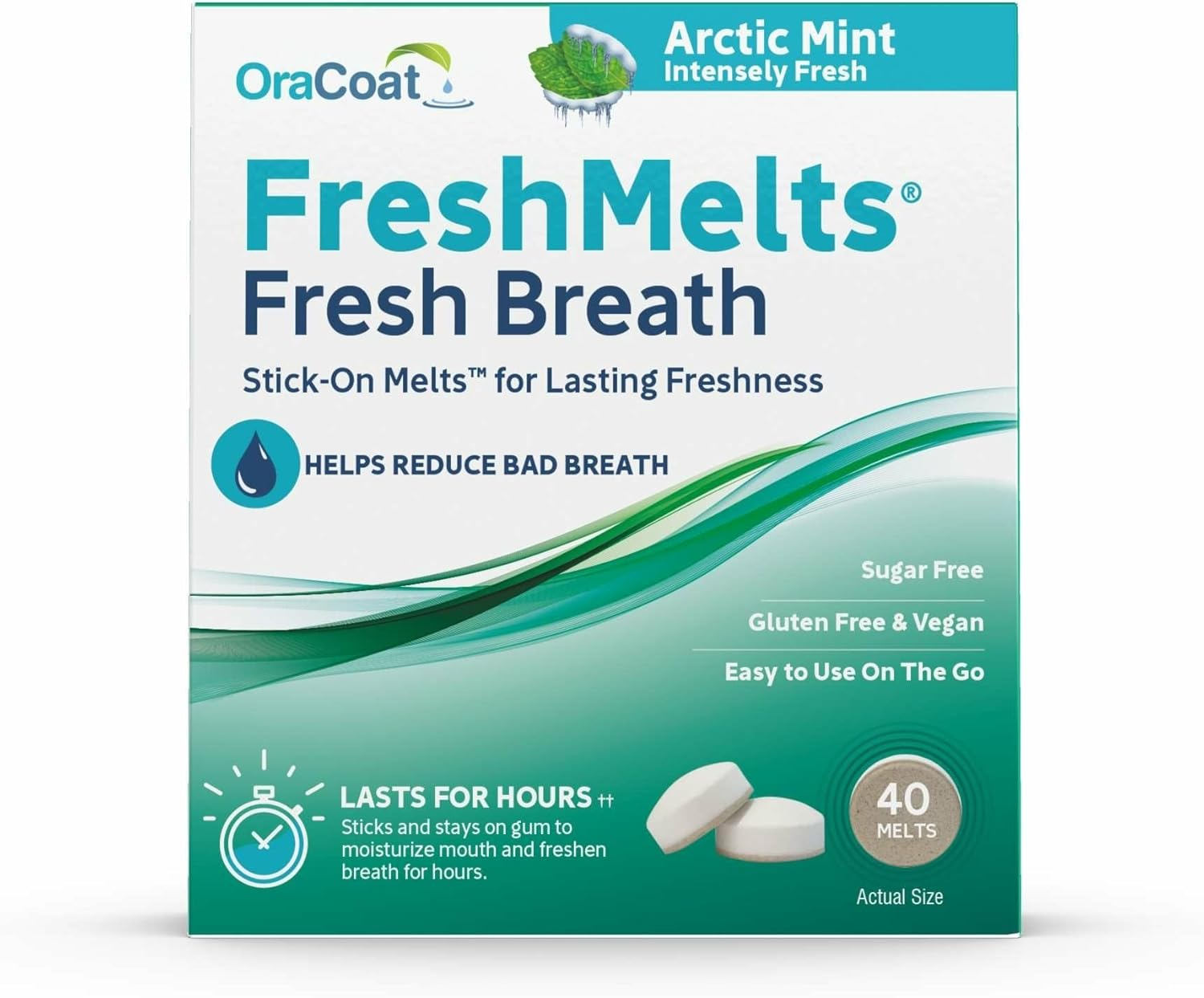 Freshmelts by Oracoat &ndash; Arctic Mint Breath Fresheners, 40 Pack &ndash; Sugar-Free, Vegan, Long-Lasting Mint Flavour for Bad Breath &ndash; Stick-On Oral Discs, Travel & Everyday Freshness image number 5