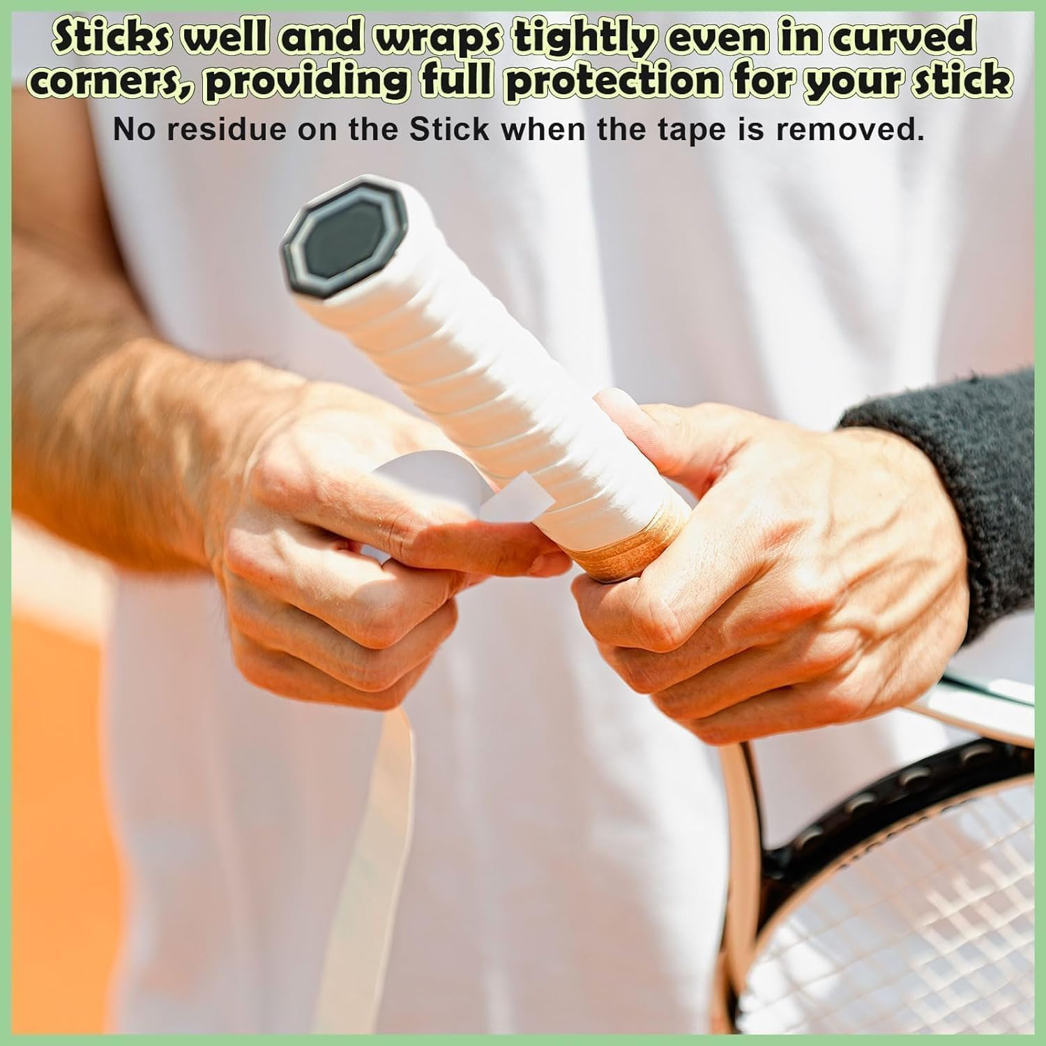 Anti-Slip Hockey Sticks Tape, 2Roll Sports Ice Hockey Grip Wrap Tapes,Non-Slip Ice Hockey Racket Tape,Non-Slip Grip Tapes Sports Tapes Ice Hockey Grip Tape, White image number 6