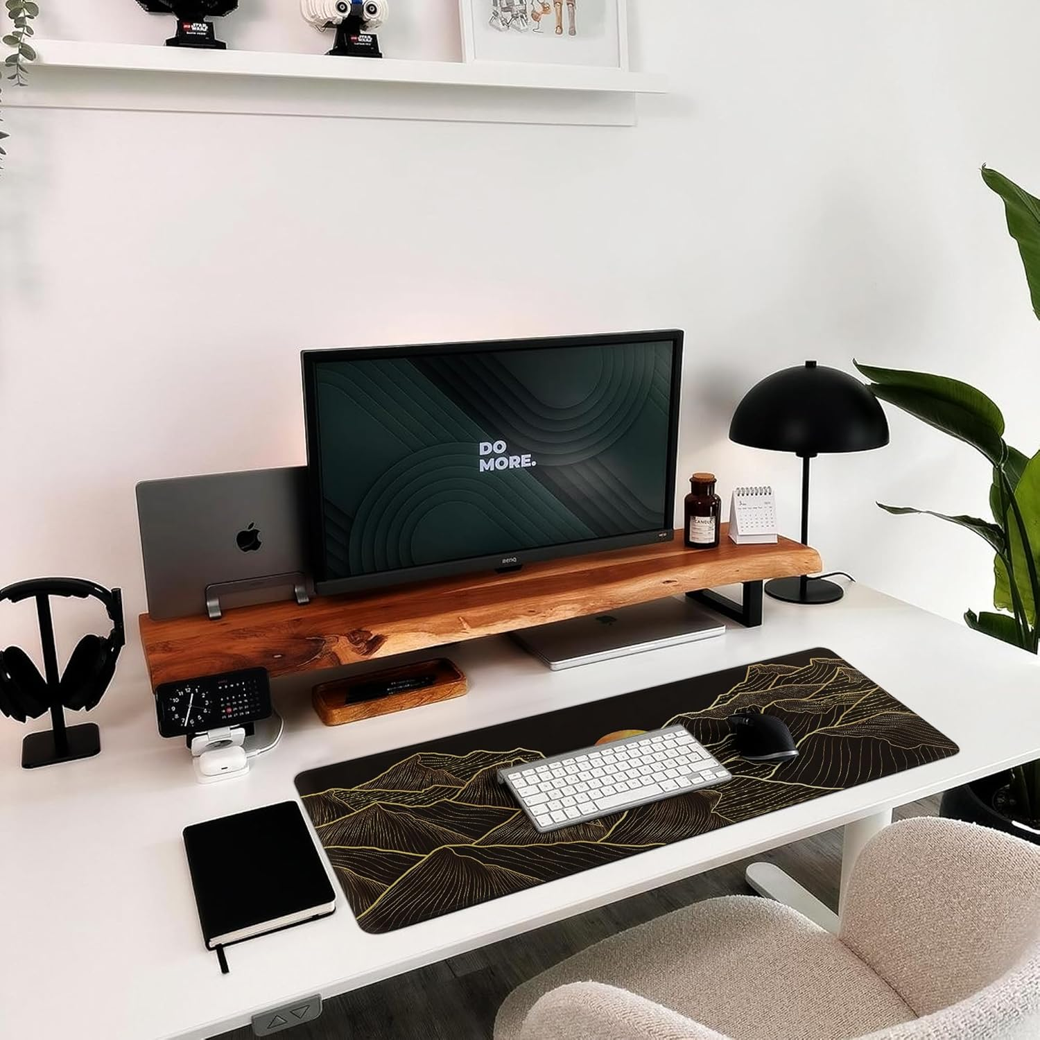 Hopipad Large Gaming Mouse Pad for Desk, Desk Mat with Seamed Edges, Waterproof Desk Pad, Non-Slip Rubber Base, 31.5X11.8 Inch Keyboard Pad Computer Mat, Big XL Black Mousepad - Boating Under The Starry Night image number 6