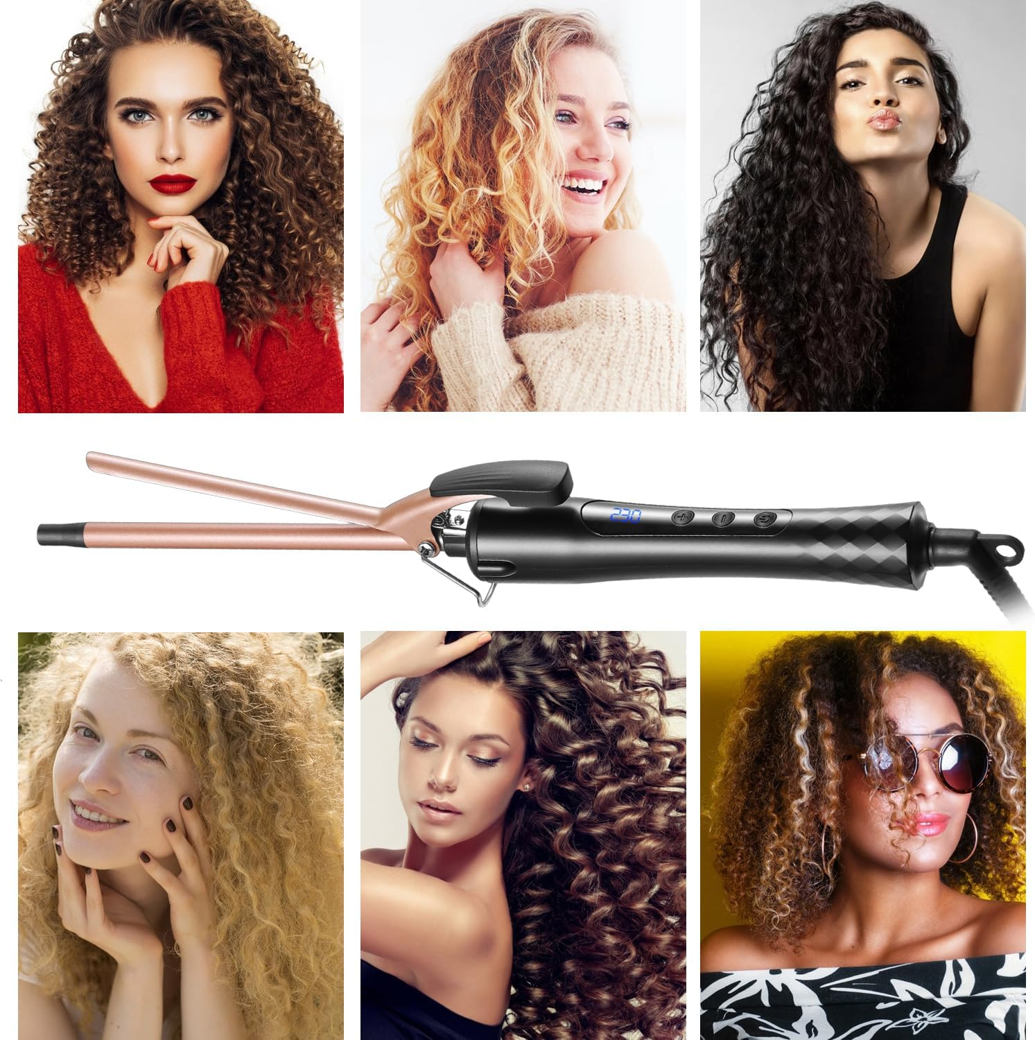 Curling Iron Small Curls, 9 Mm Ceramic Curling Iron Thin for Short/Medium Hair, Afro Curls, Small Curlers with Gloves (Reusable Packaging) image number 1