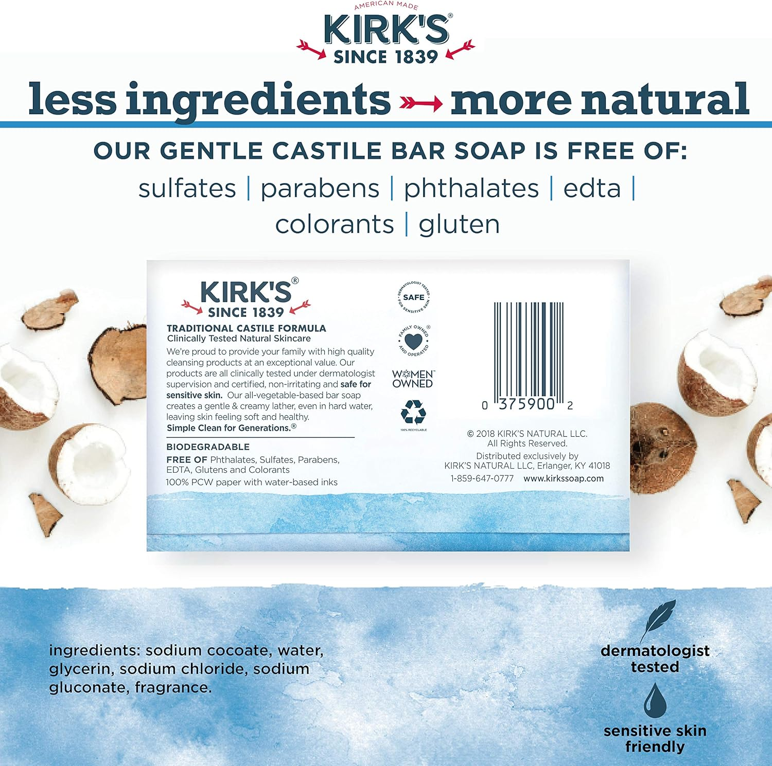 Kirks Original Coco Castile Soap, 24 Bars image number 4
