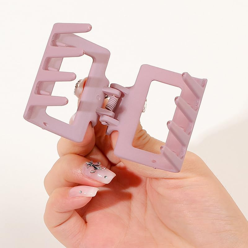 Hair Claw Clips 5Cm Fashion Women'S Solid Color Frosted PS Material Small Square Hairpin Hairpin Headdress Shark Clip Hair Accessories image number 1