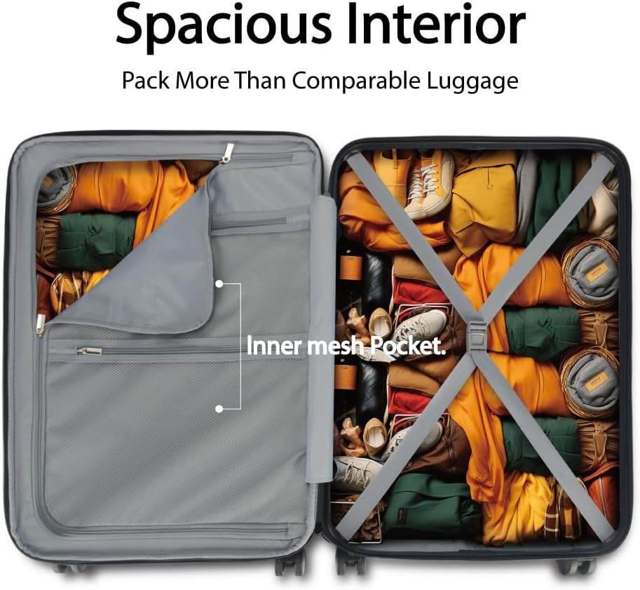 Eaglemate Luggage Set 3 Piece &ndash; 20", 26", 30" Suitcase Set with TSA Lock, Expandable Hard Shell Spinner, Lightweight Travel Luggage Sets for Men & Women, 15-Year Warranty &ndash; Wine RED - Orange image number 3