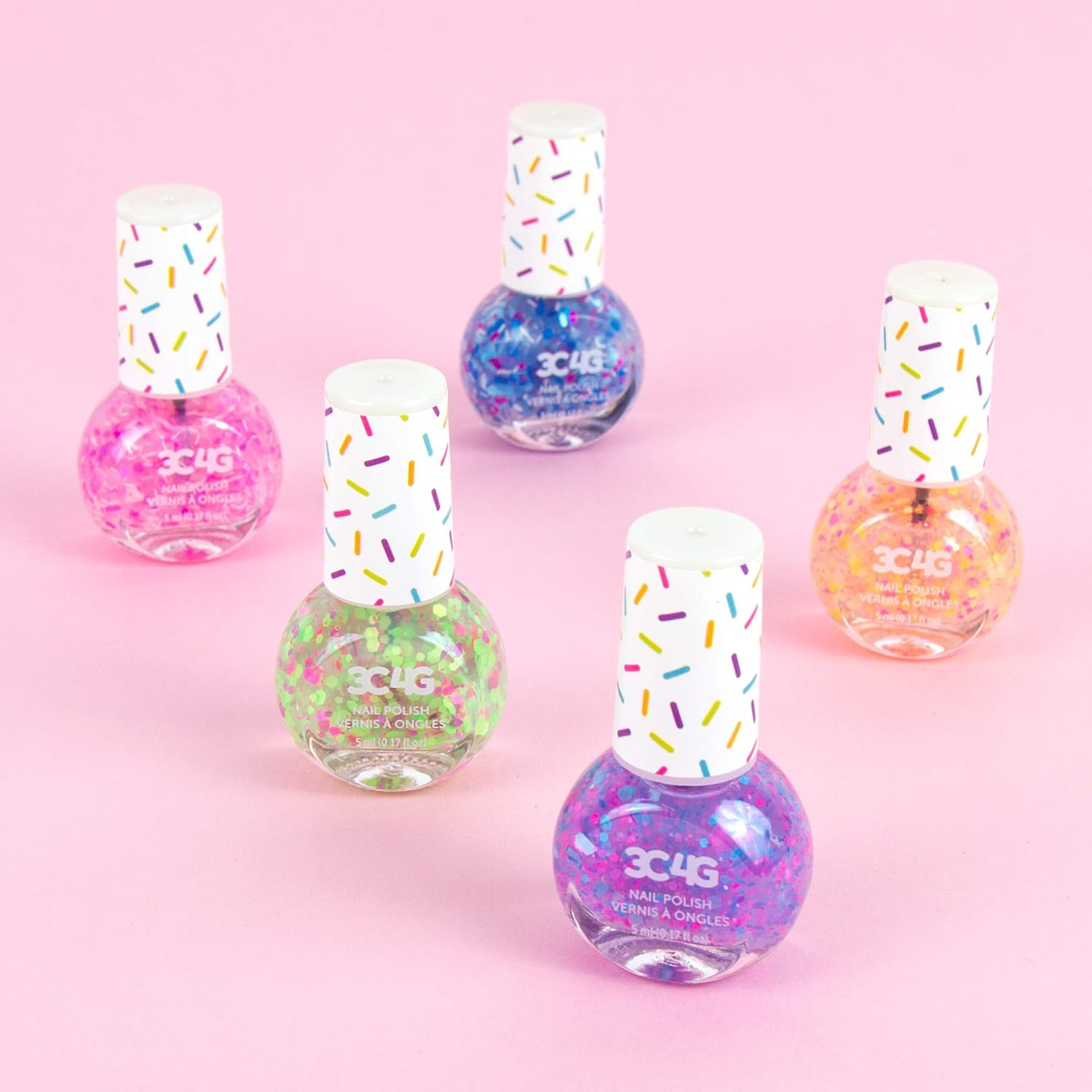 Three Cheers for Girls - Confetti Nail Polish Set - Nail Polish Set for Girls & Teens - Includes 5 Colors - Non-Toxic Nail Polish Kit for Kids Ages 8+ image number 1