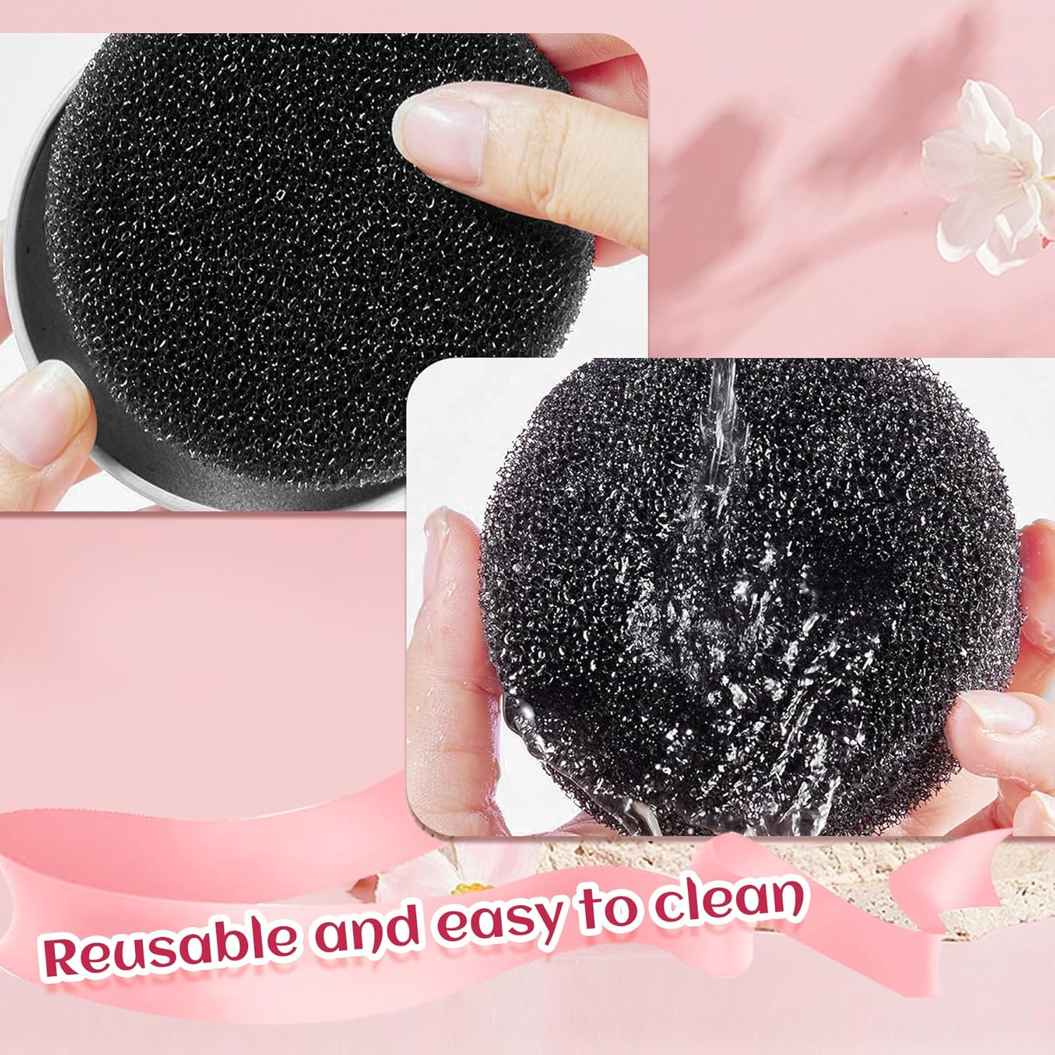 EKIND 2Pcs Dry Makeup Brush Cleaner Sponge, Double Sided Color Removal Cleaner Sponge,Travel Size, Quick Wash,No Water Needed, Removes Powder Cosmetics Color Instantly for Eye Shadow or Blush Color image number 2