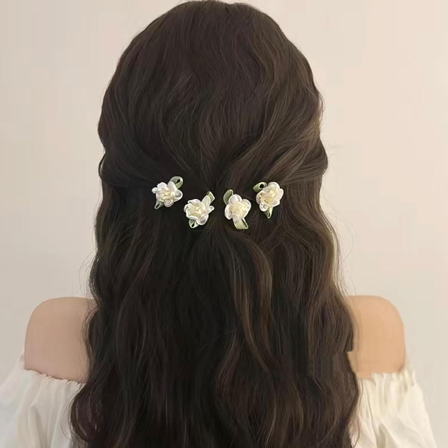 Hair Clips for Women White Flower Hair Clips for Styling Cute Rose Small Hair Clips Hair Claw Clips for Thin Hair Floral Mini Hair Clips Prom Wedding Hair Accessories Hair Pins image number 5