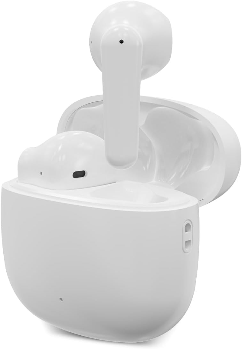 Contact Twins Nano Wireless Headphones with TWS Technology (True Wireless Stereo), Lightweight and Minimalist Headphones with up to 19 Hours Battery Life, White image number 1