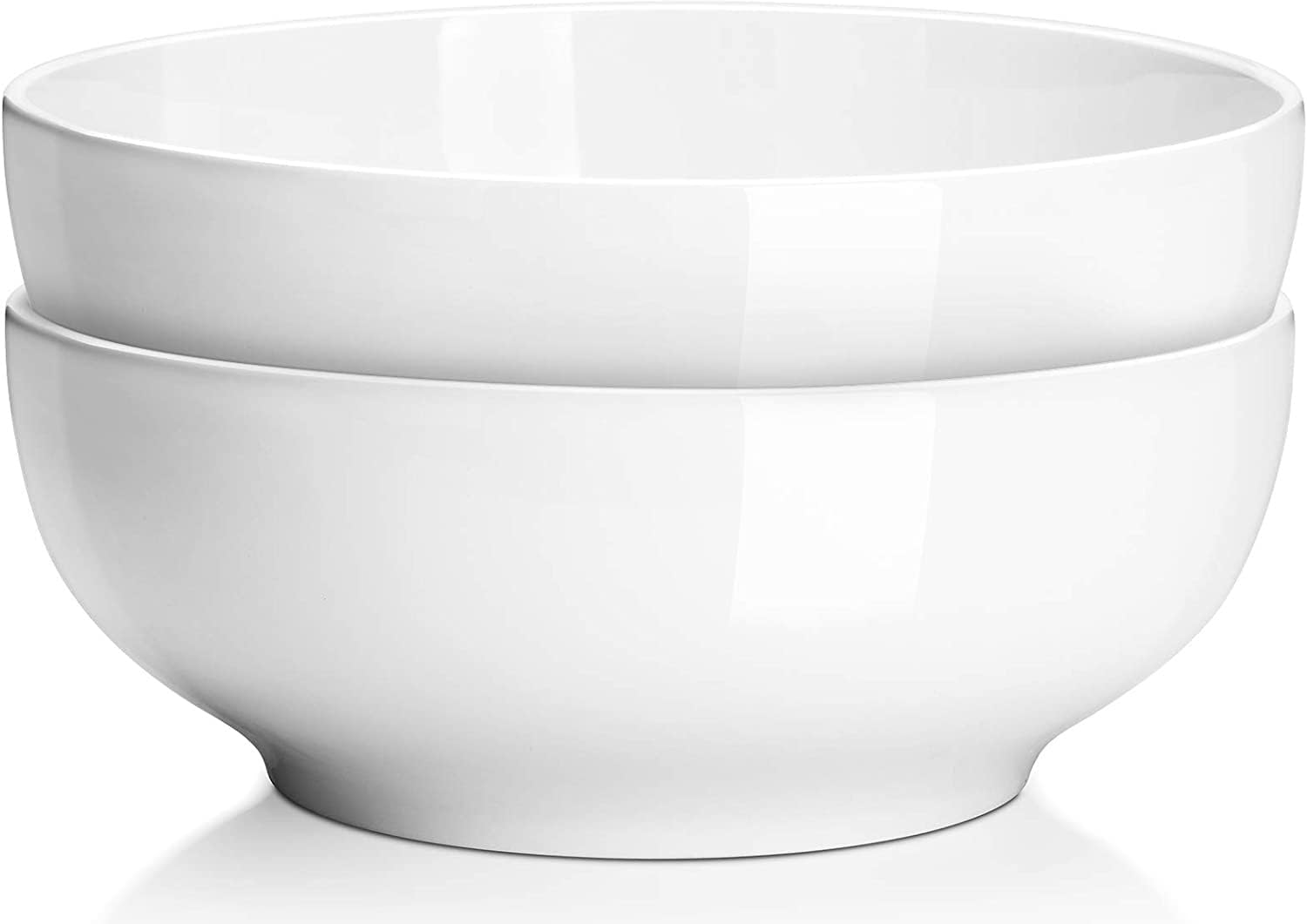 HUIRUMM Large Serving Bowls Set,9" White Serving Bowls, Set of 2 Large Salad Bowls,Ceramic Pho Bowls for Kitchen,Side Dishes, Pasta, Dinner Parties, Kitchen Decor, Microwave & Dishwasher Safe image number 2