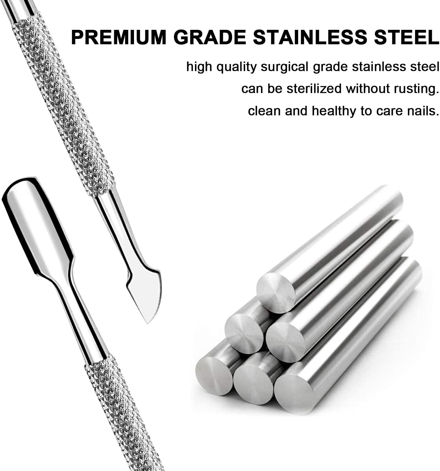 2 Pcs Professional Cuticle Pusher and Cuticle Peeler UV Gel Nail Polish Remover Tool Stainless Steel Dual Head Nail Scraper for Fingernails and Toenails image number 6