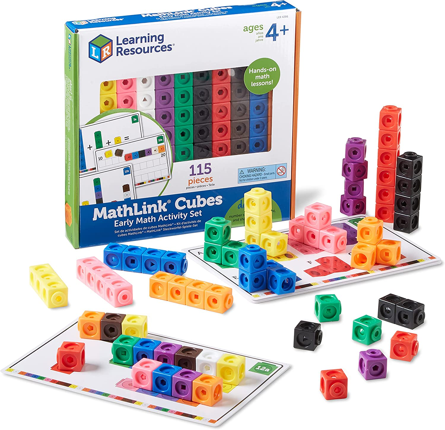 Learning Resources Early Math Mathlink Cube Activity Set, Math Blocks, Early Math Skills, Back to School Activities, Classroom Learning Supplies, 115 Pieces, Ages 4+