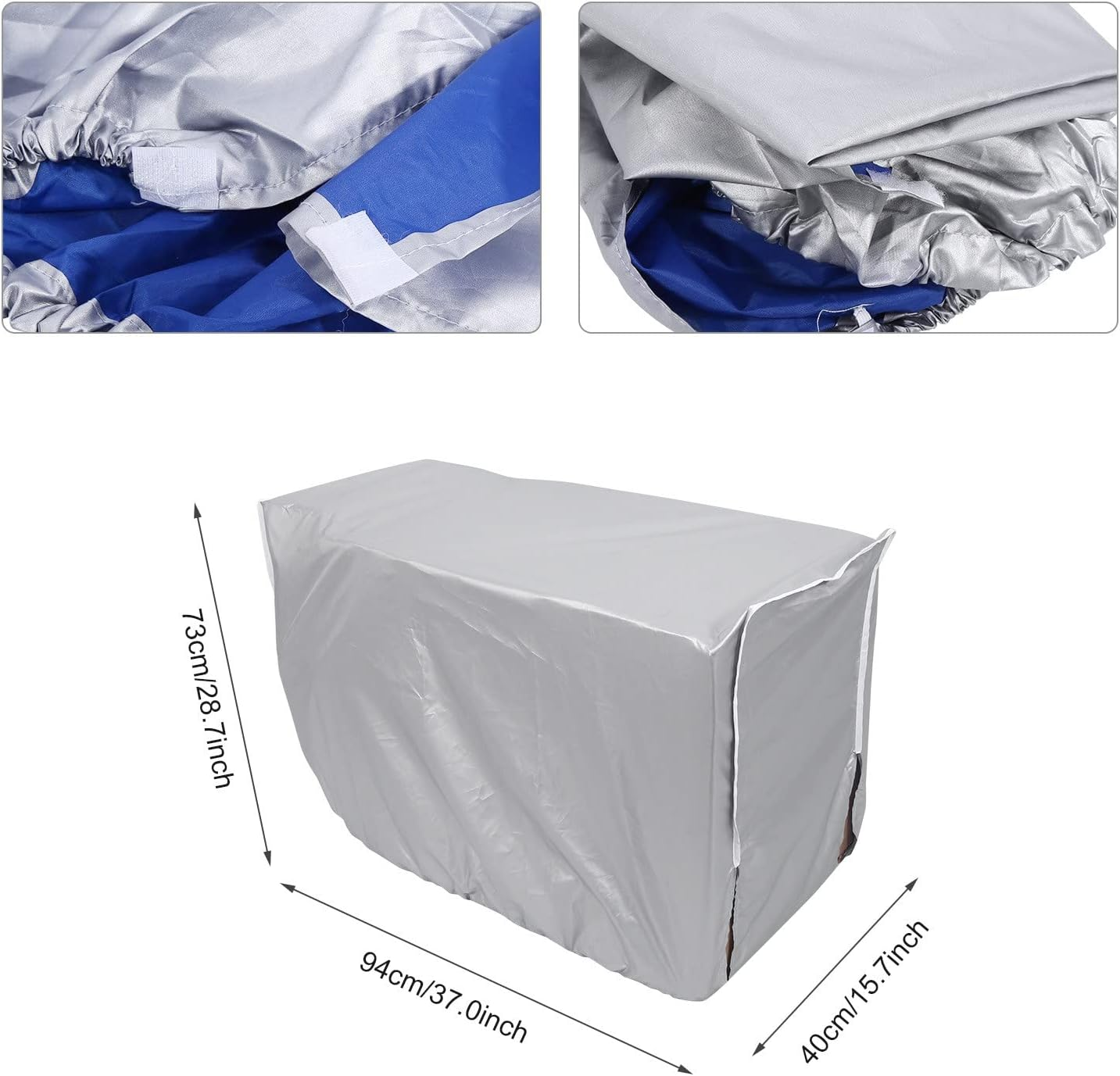 Home Outdoor Air Conditioner Cover Rectangle Anti-Dust Anti-Snow Waterproof 2 Sizes - Silver (94X40X73Cm/37X15.7X28.7Inch) image number 2