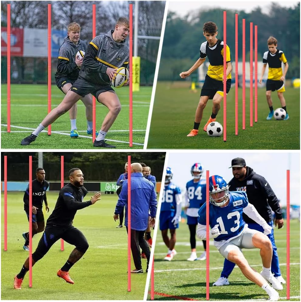 YGORTECH Soccer Agility Training Slalom Poles Set - Includes Poles(Set of 6) Drills,Agility Ladder, 10 Soccer Cones,Jump Rope for Speed Training, Football Training, Basketball&Fitness image number 1