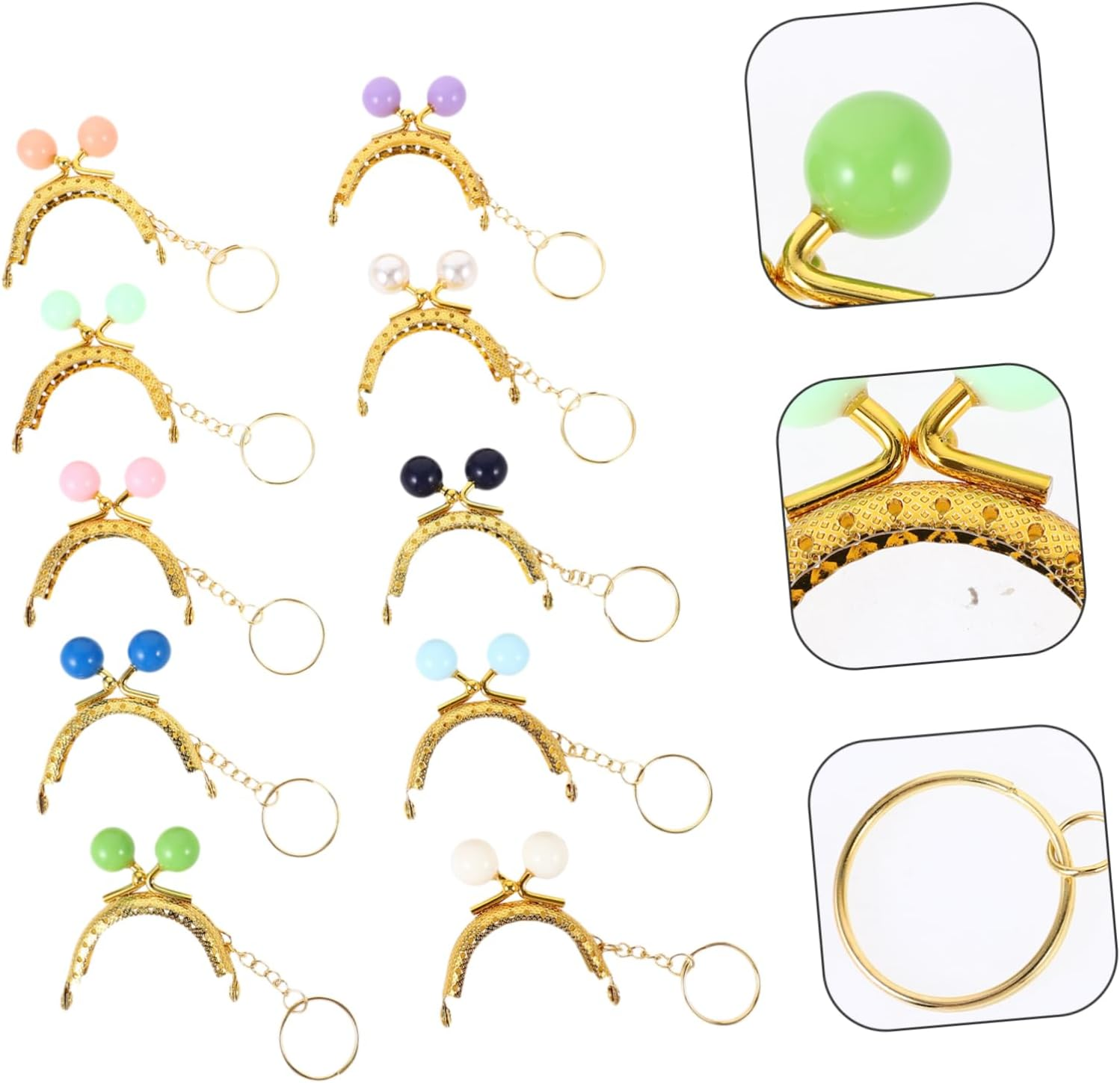 Tofficu 10Pcs Metal Purse Clasp Frame for DIY Handbag Craft Keychain Wallet Accessory Bag Bead Lock Clasp for Women Coin Purses Pouches image number 1