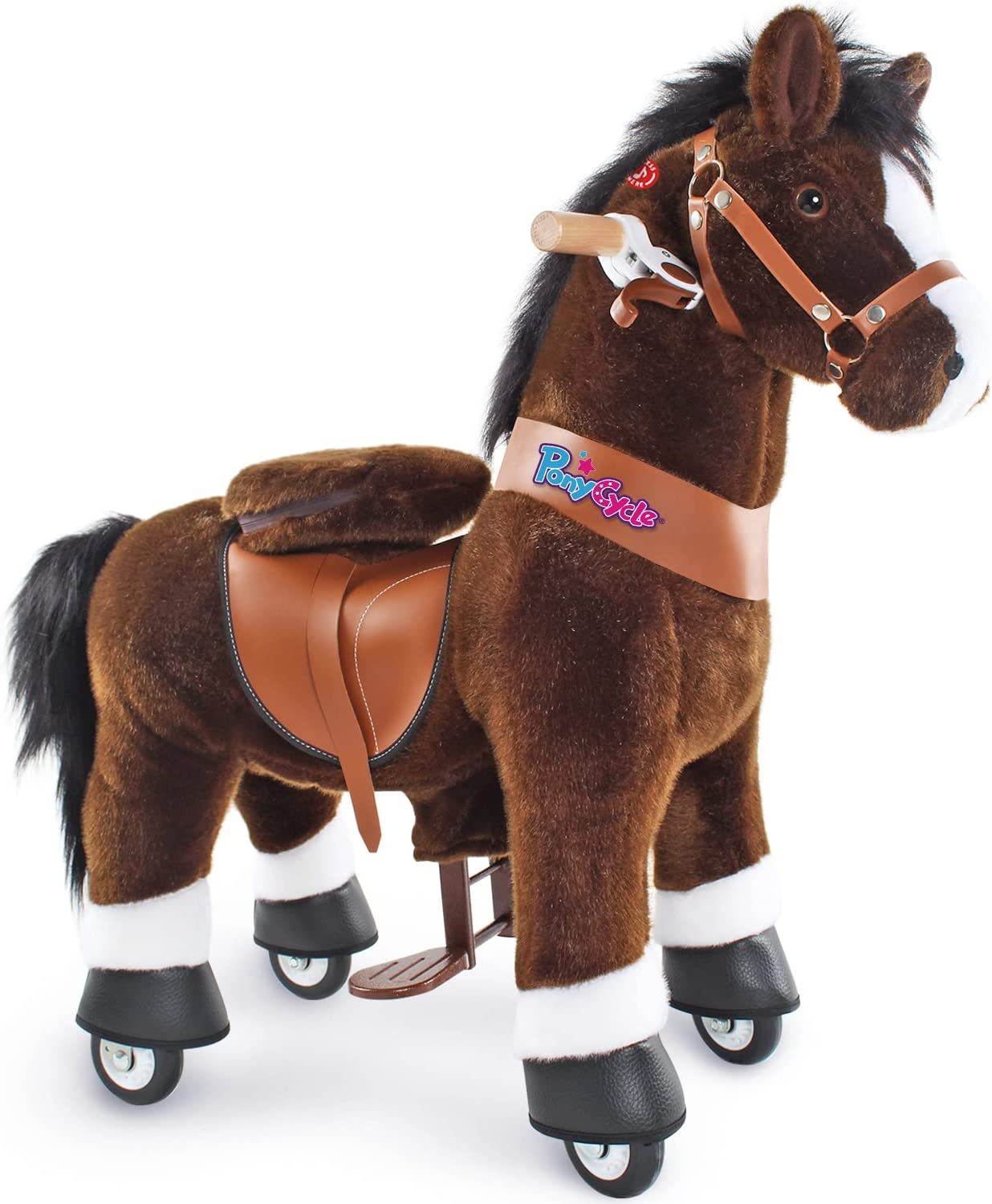 Ponycycle Authentic Horse Ride on Toy for Toddlers (With Brake/ 29.9" Height/ U3 for Age 3-5) Giddy up Horse Rides Chocolate Brown Ux321 image number 1