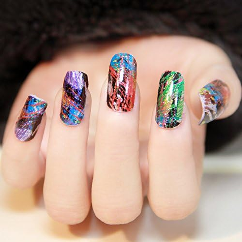 Warm Girl Nail Art Foil Glue Gel with Starry Sky Star Foil Stickers Set Nail Transfer Tips Manicure Art DIY 8ML, 10PCS (2.5Cm100Cm) Stickers image number 5