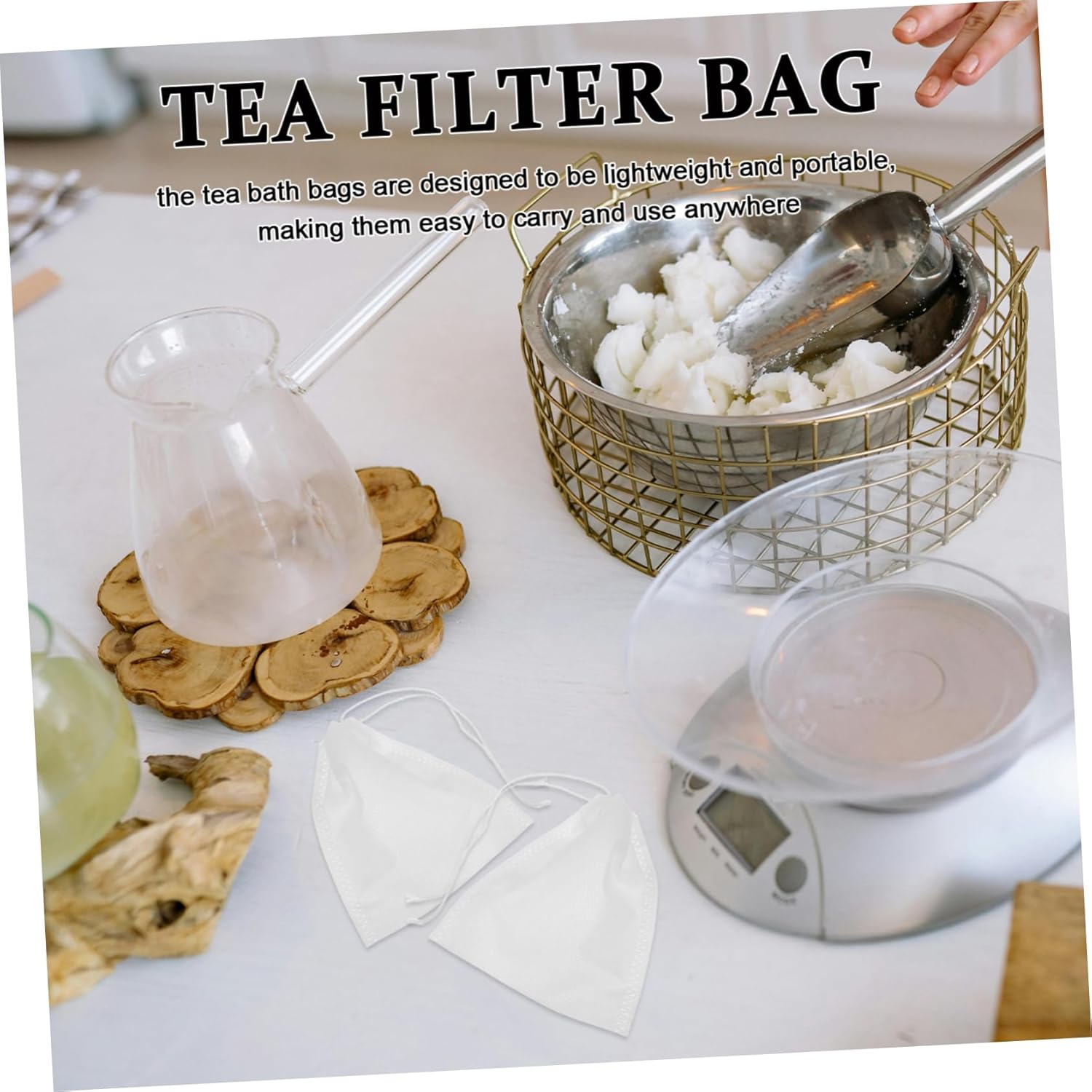 IWOWHERO 100Pcs Empty Tea Bags Multi-Function Loose Tea Bags Drawstring Sealing Bags Convenient Tea Bags Portable Tea Filtering Bags Kitchen Spice Bags image number 4