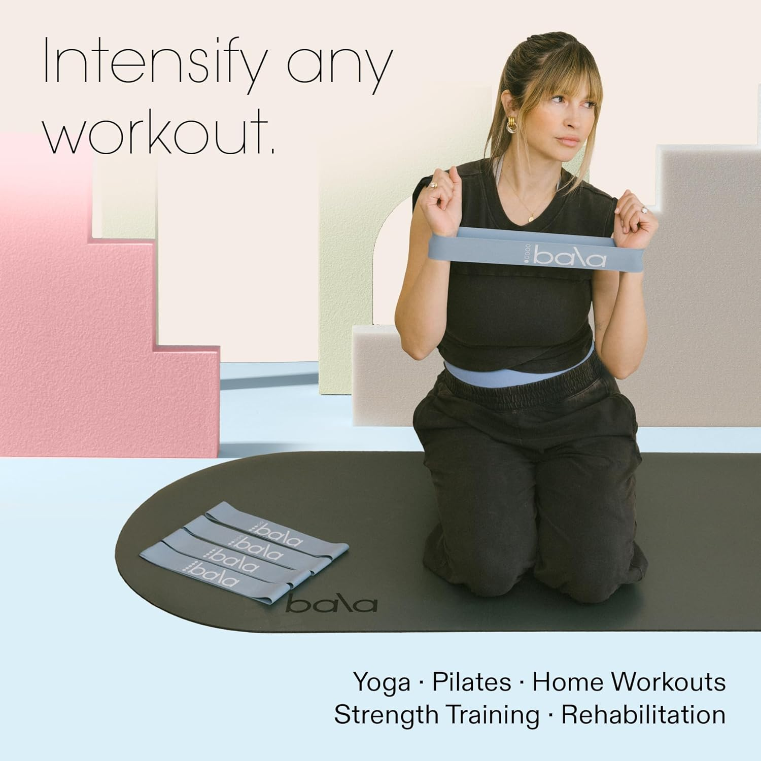 Bala Booty Bands Resistance Bands for Women & Men - Elastic Exercise Bands for Working Out - Wrist, Ankle, Legs & Booty Bands - Workout Resistance Bands for Yoga, Pilates, Strength Training image number 6