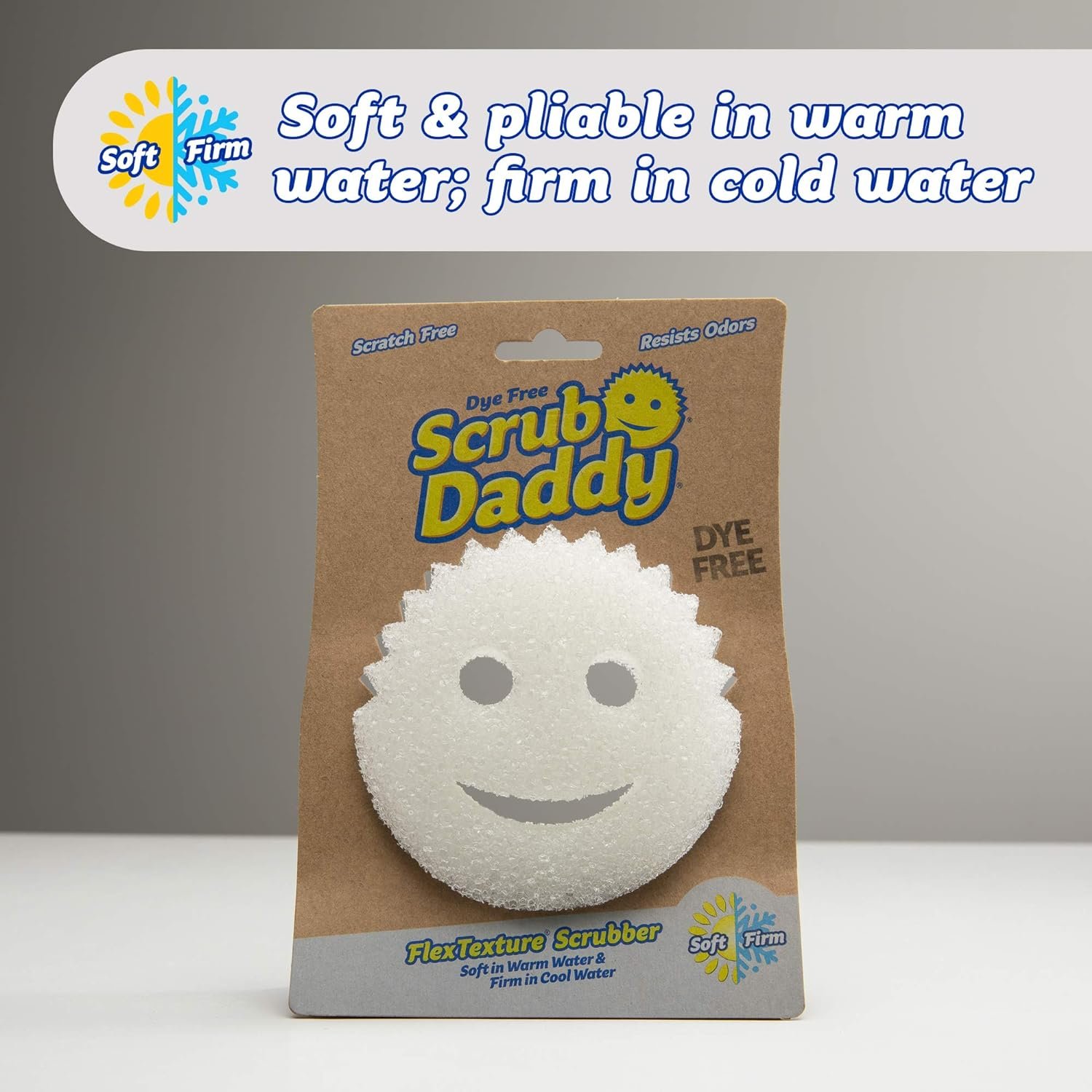 Scrub Daddy Dye Free - Multipurpose Cleaning Sponge - Soft in Warm Water, Firm in Cold Water for Tough Cleaning - No Colouring Dye and Reduced Packaging image number 3