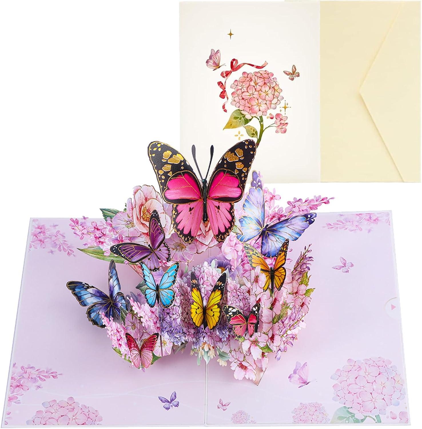 Tuoyi 3D Butterfly Pop up Card, Butterfly and Flower 3D Greeting Card with Envelope for Any Occasion, Birthday, Mother'S Day, Anniversary, Valentines Day, Handmade Gifts, Foldable Celebration Cards for Friends