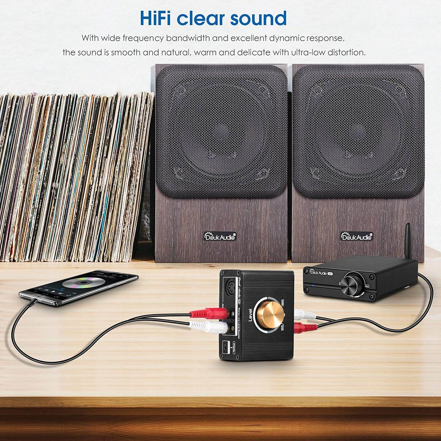 Douk Audio L1 Mini Stereo Line Level Booster Amplifier Audio Preamp with 20Db Gain and Volume Control image number 6