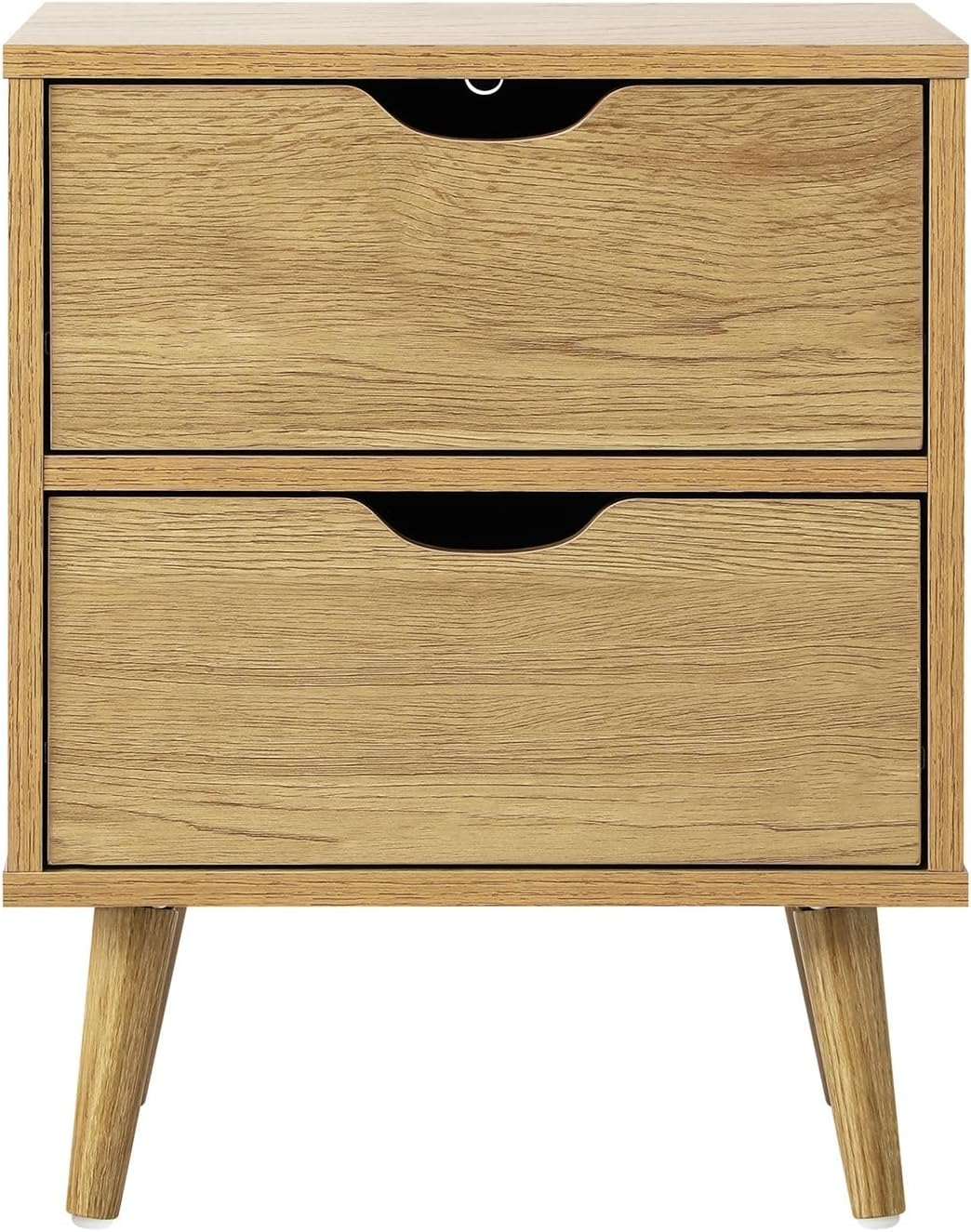 Oikiture Bedside Table with 2 Drawers, Wooden Side Table Nightstand Home Storage Furniture Wood image number 4