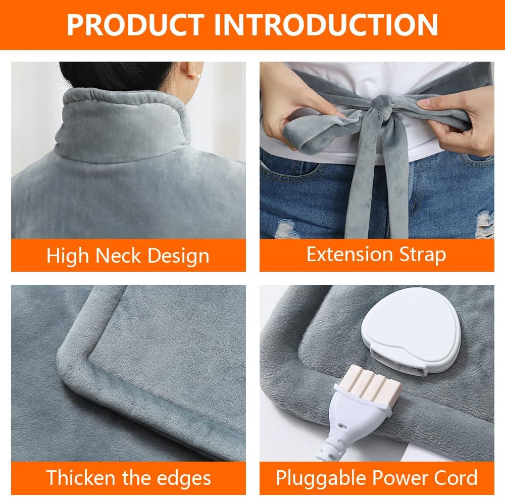 Yakiter Heat Pad, Electric Heating Pads for Back Pain Relief, Neck and Shoulders,Large Size Heat Pack,10 Heat Levels, 3 Time Settings image number 4