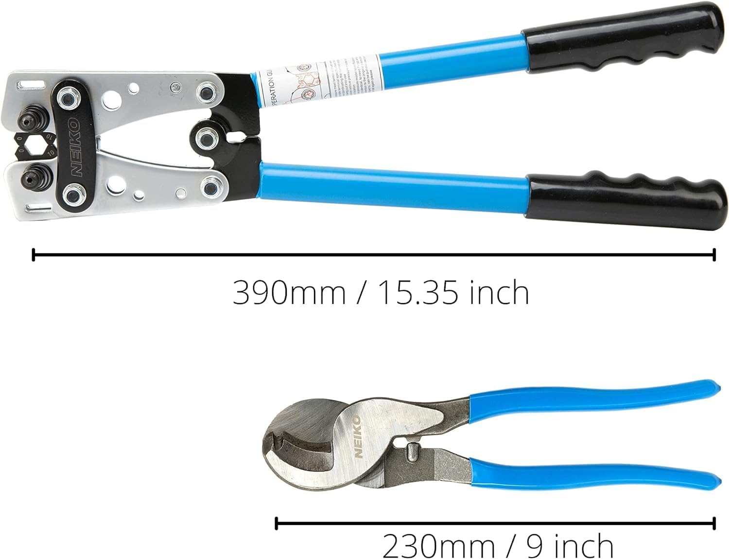 NEIKO 02039A Lug Crimping Plier and Cable Cutter Set, Battery Cable Crimping Tool, 8-0 AWG, 6Mm - 50Mm, Electrician Wire Crimper Tool image number 3