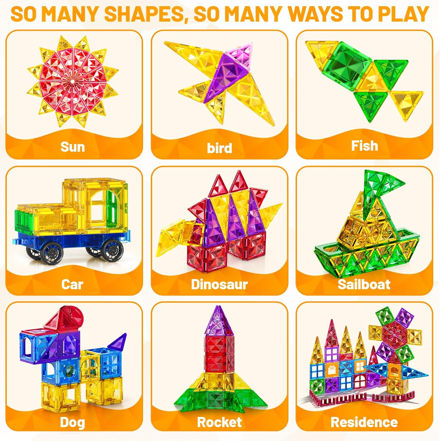 Magnatiles for Toddlers 1-3, Toddler Magnet Building Blocks Tiles Toys for Kids Ages 1-3 4-8, Preschool Learning Sensory Educational Gifts Toys for Boys and Girls 3+ Year Old image number 6