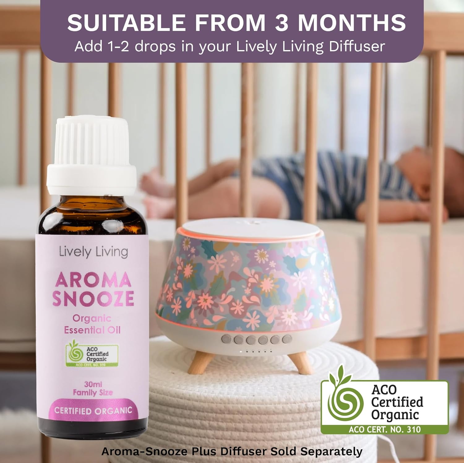 Lively Living Aroma Snooze Oil - (30Ml) Organic Essential Oil Blend for Relaxing, Nighttime Aromatherpy, Large Family Size Bottle, Humidifier & Diffuser Oils image number 3