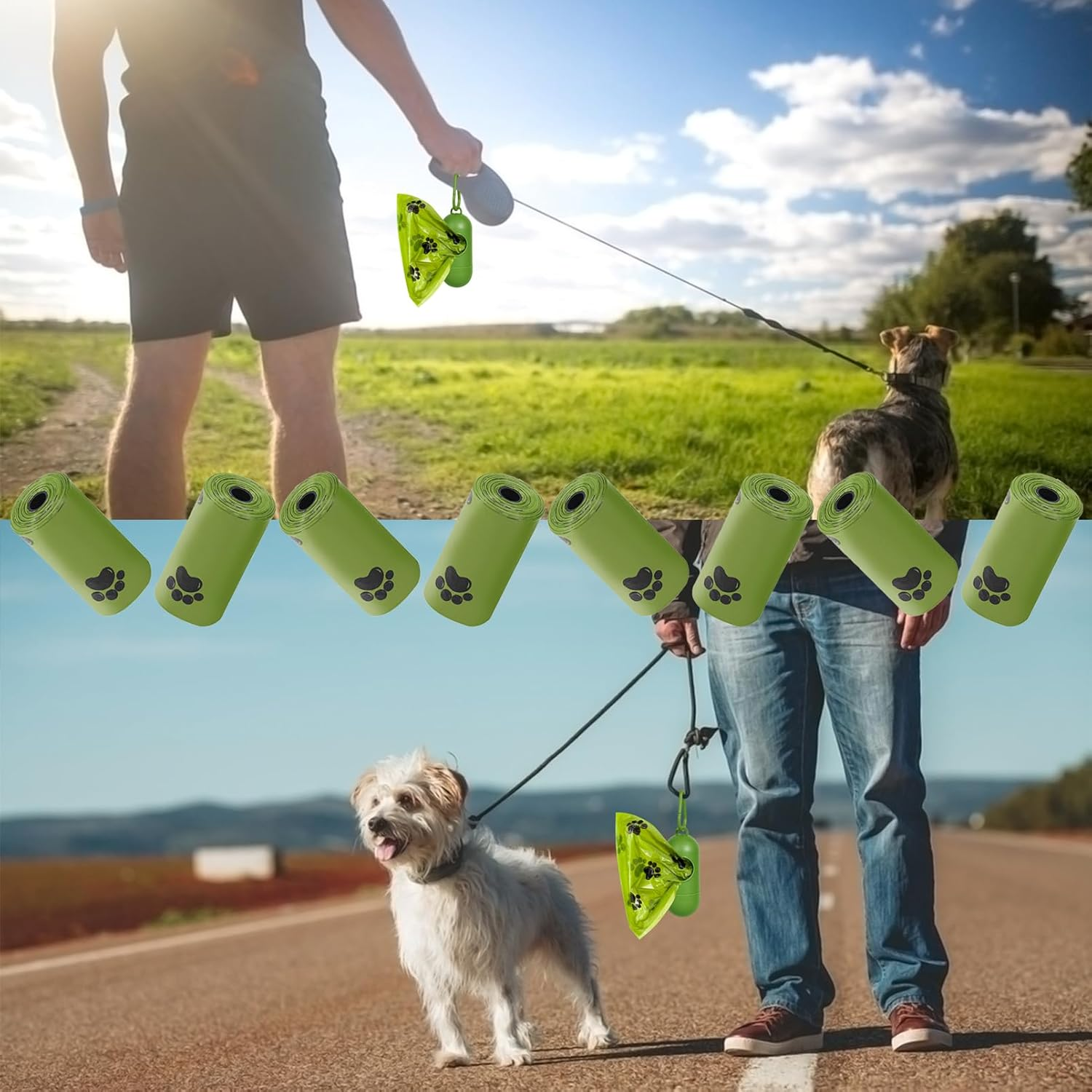 Dog Poop Bags, 24 Rolls Poo Waste Bags Refill Rolls Amazon Dog Poop Bags for Pet Dog Outing Accessories image number 2