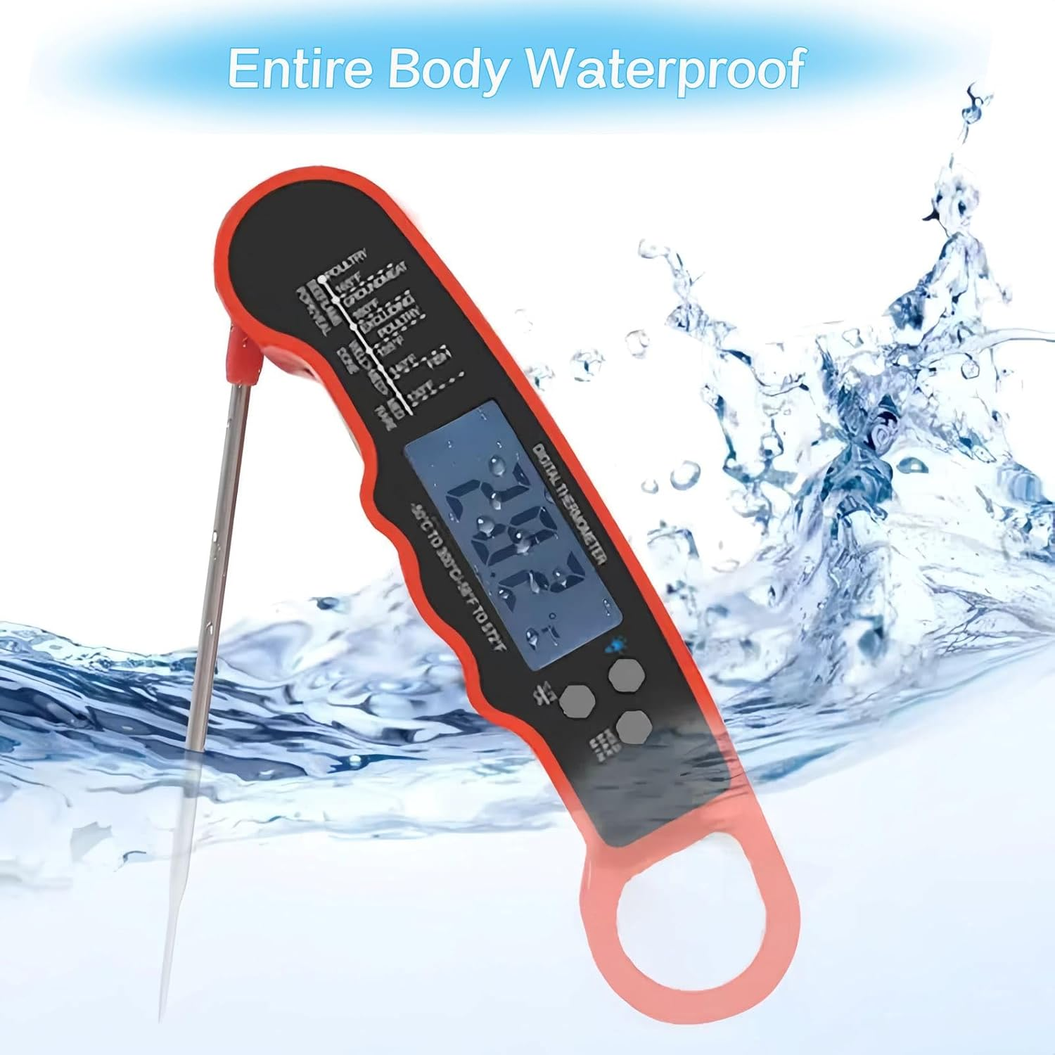 Digital Meat Thermometer, Waterproof Kitchen Thermometer with Backlight and Hold, Fast Instant Read Food Thermometer for Cooking, Candy Making, outside Grill, Stocking Stuffers image number 5