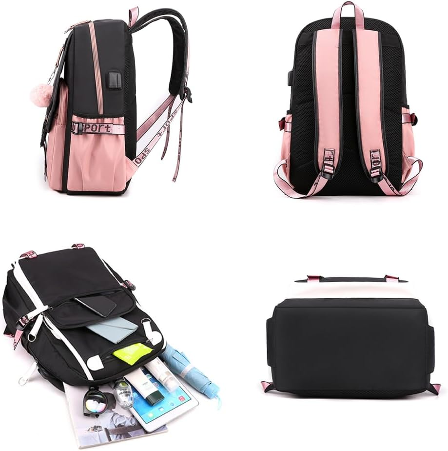 AII Lover Anime Backpack with USB Port,17In Cartoon Laptop Backpack Shoulder School Book Bag Students Backpack.