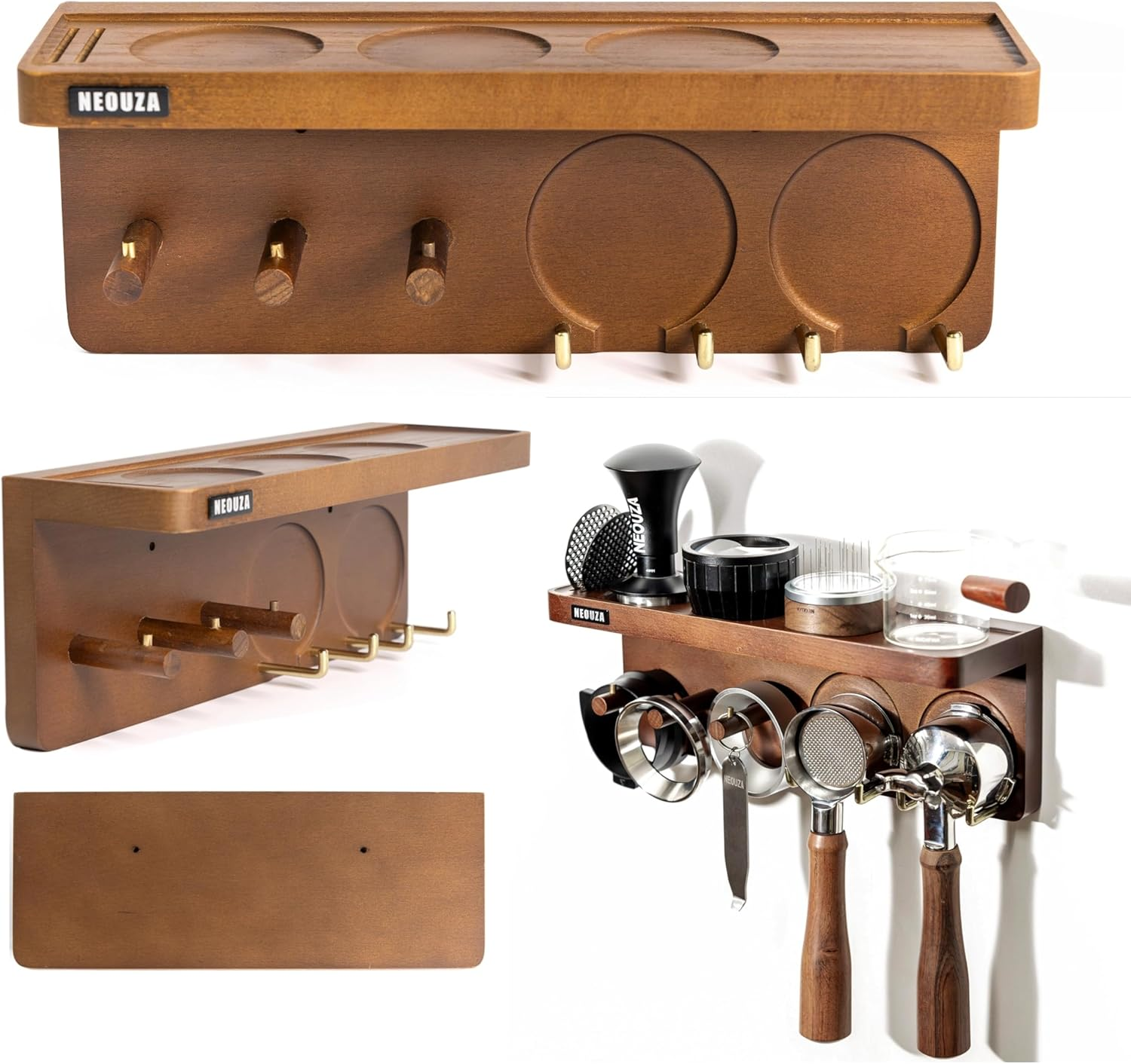 NEOUZA Espresso Accessories Holder Station Wall Mounted Organizer for 51/53/58Mm Coffee Tamper Distributor Portafilter Storage Shelf for Bar Home Office image number 6