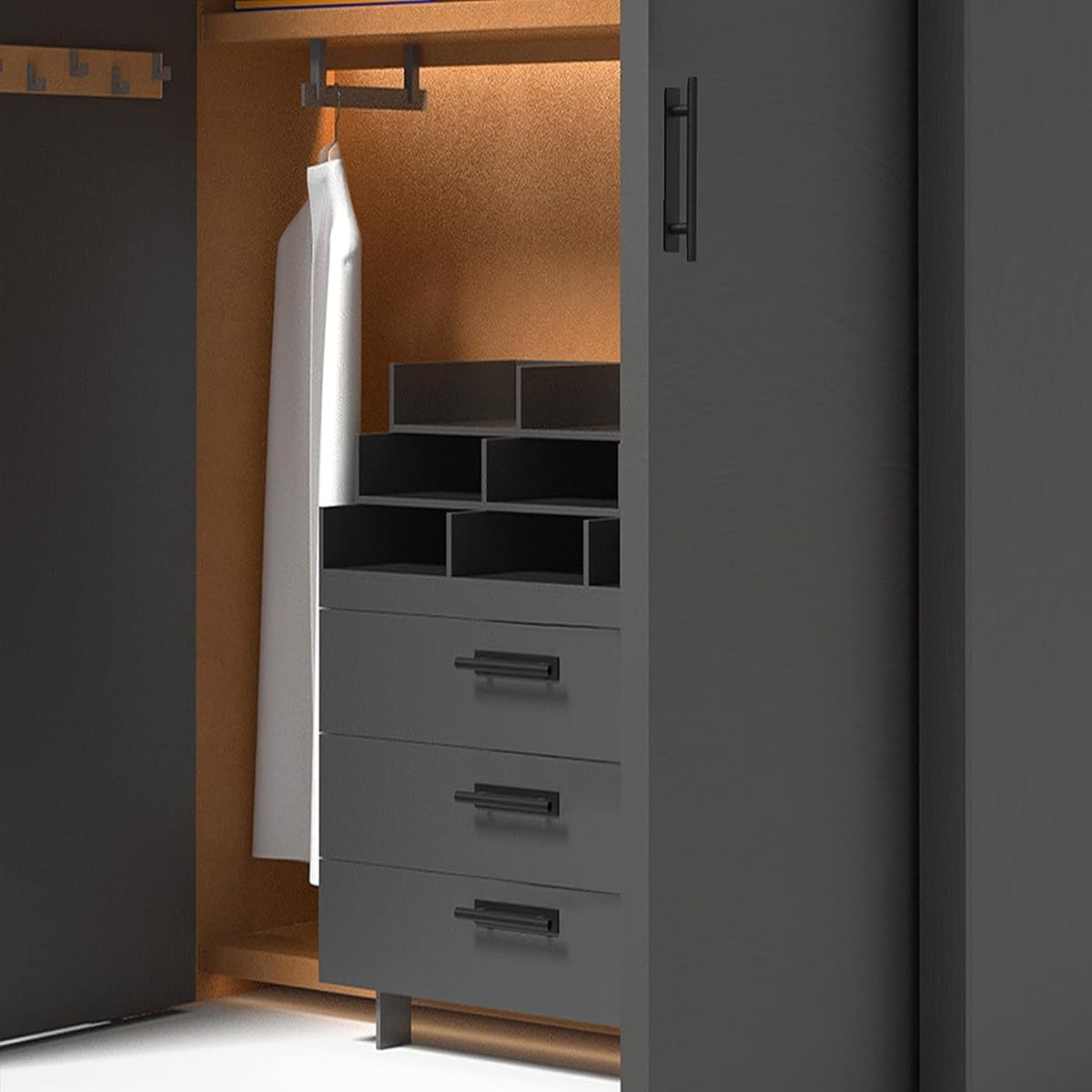 Kwa Heri 8 Pack Self-Stick Push Pull Helper Black Hidden Cabinet Handle ABS Plastic Door Window Wardrobe Handle Instant Cabinet Drawer Furniture Handles (Black) image number 3