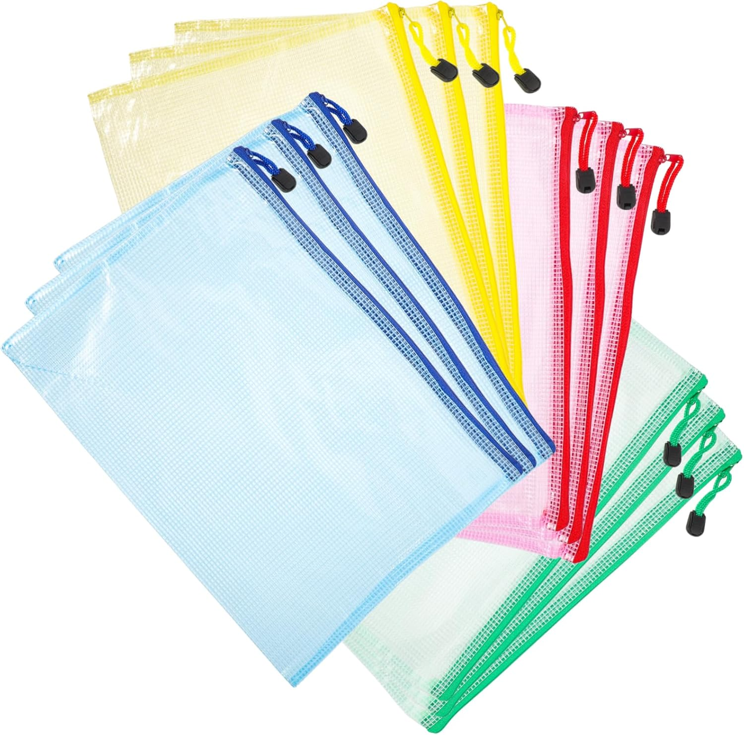 ARTIBETTER 12Pcs File Bags Stationery Pouches Zipper for Office Documents and Receipts Organizer image number 4