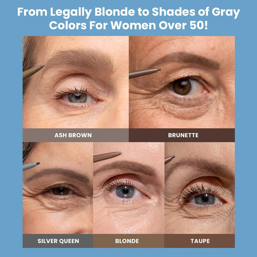 Prime Prometics Primebrow Pencil for Mature Women &ndash; Ultra-Precise Tip for Natural, Hair-Like Strokes &ndash; Smudge-Proof & Long-Lasting Wear &ndash; Great for Thinning, Sparse, or Graying Brows (Silver Queen) - Ash Brown image number 6