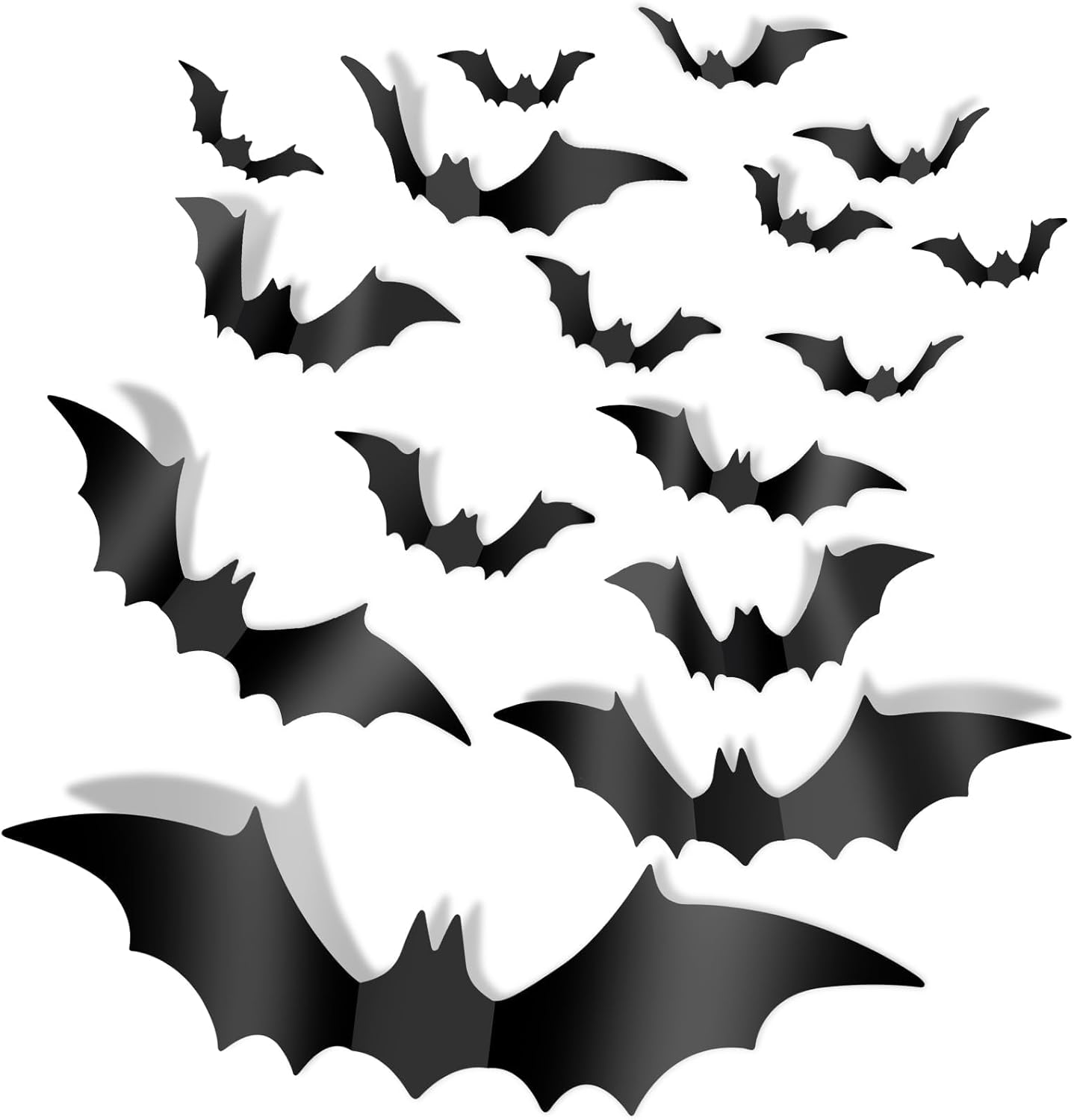3Tyto Halloween Bat Wall Decals, 56 Pieces 3D Black Decorative Stickers, Party Supplies for Indoor Outdoor Home Decor image number 4