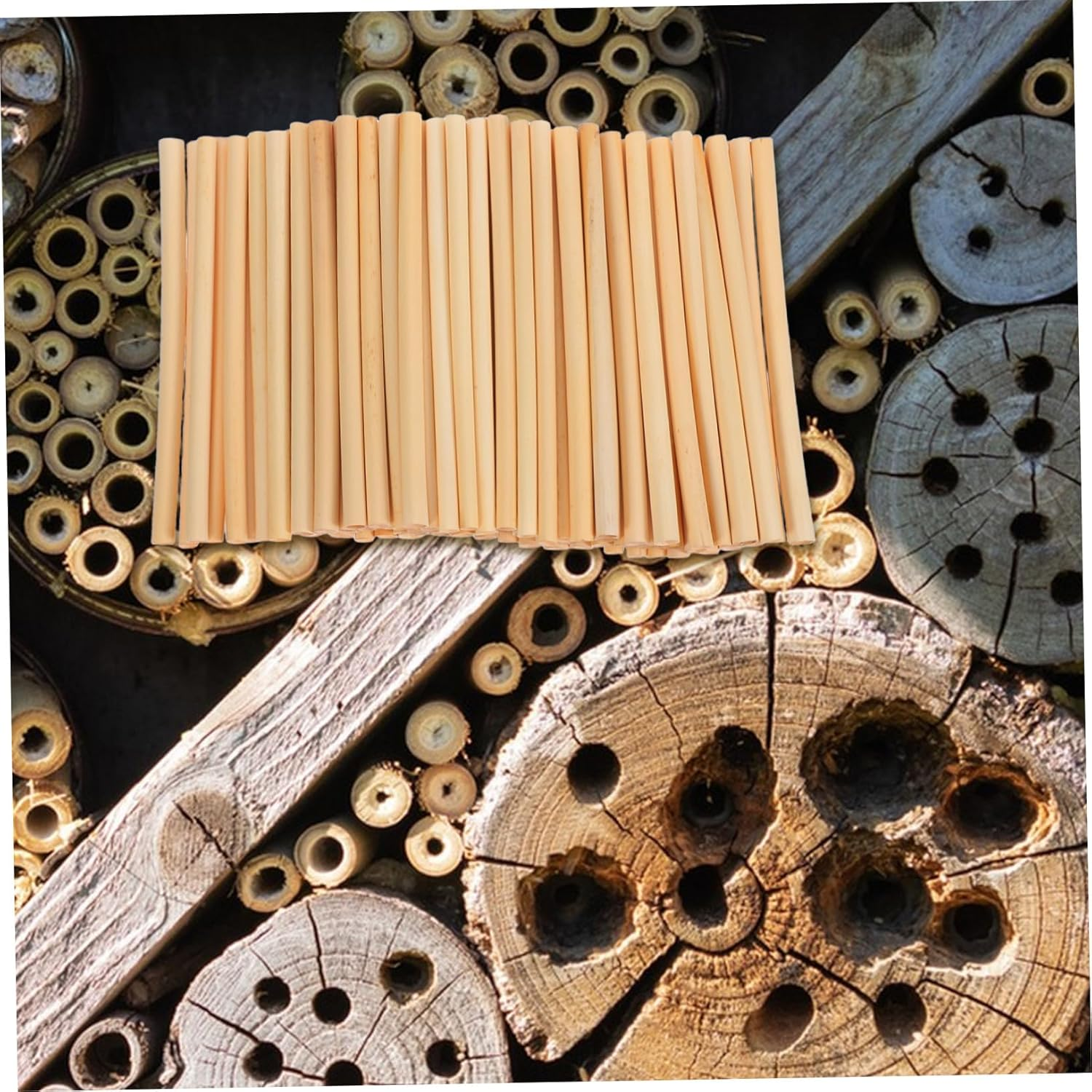 Gatuida 300 Pcs Natural Reed Bee Tubes Pollinator Nesting Tubes for Beekeepers Garden Balcony Courtyard Refill Replacement Essential DIY Beehive Inserts image number 1