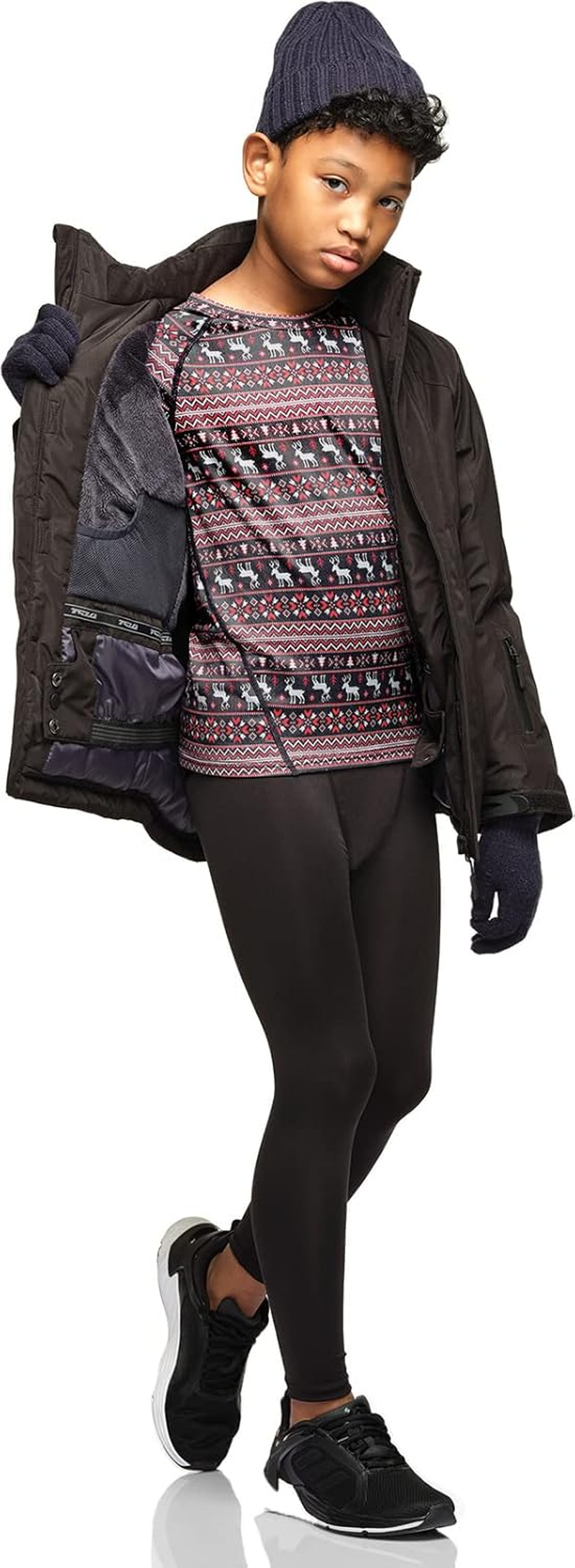 TSLA Kid'S Thermal Compression Tops, Mock Turtle Neck/Crew Neck Fleece Lined Base Layer Shirts image number 6