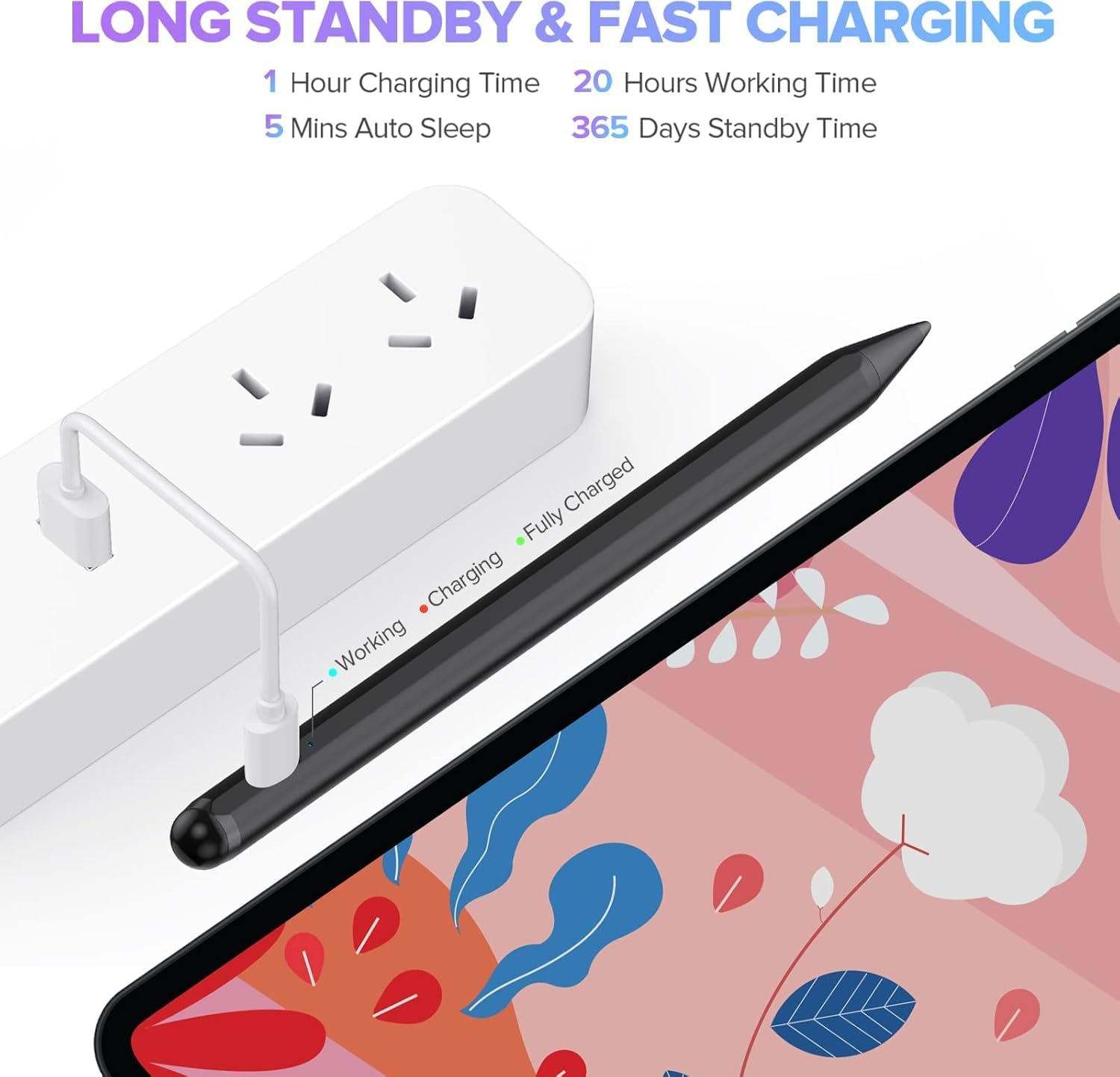 Stylus Pen for Ipad 6Th-11Th Generation-2X Fast Charge Ipad Pencil Compatible with 2018-2025 Ipad Pro 11"/12.9"/M4, Ipad Air 3/4/5/M2/M3,Ipad Mini 5/6 Gen-Black