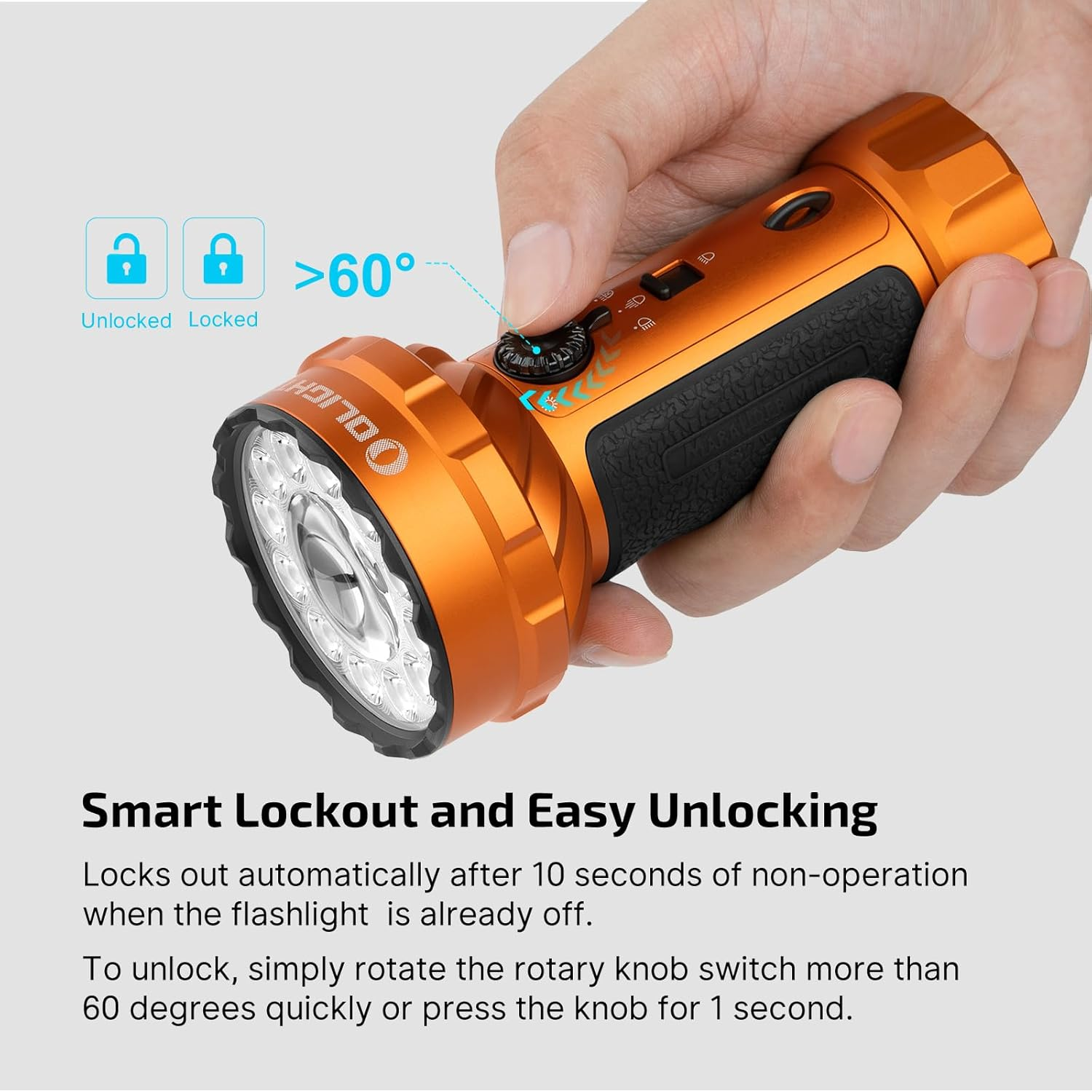 OLIGHT Marauder Mini 2 10000 High Lumens Torch Powerful Led Flashlight with Floodlight, Spotlight, Red Light & Side Light, Fast Dual Charging for for Camping and Emergencies (Orange) - Black image number 7