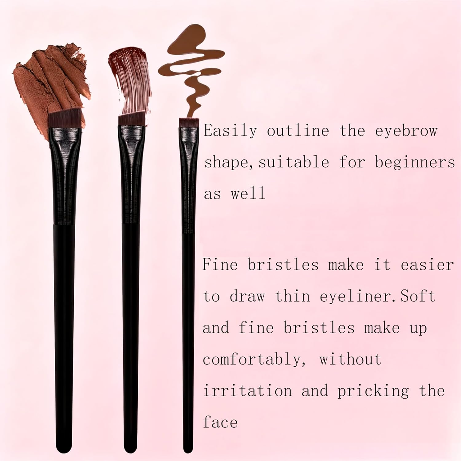 Yimaneili 3-Piece, Eyebrow Brush Eyeliner Brush Set, Thin Diagonal Dyeing Brush, Ultra-Thin Flat Makeup Brush, Precise Makeup Tools image number 1