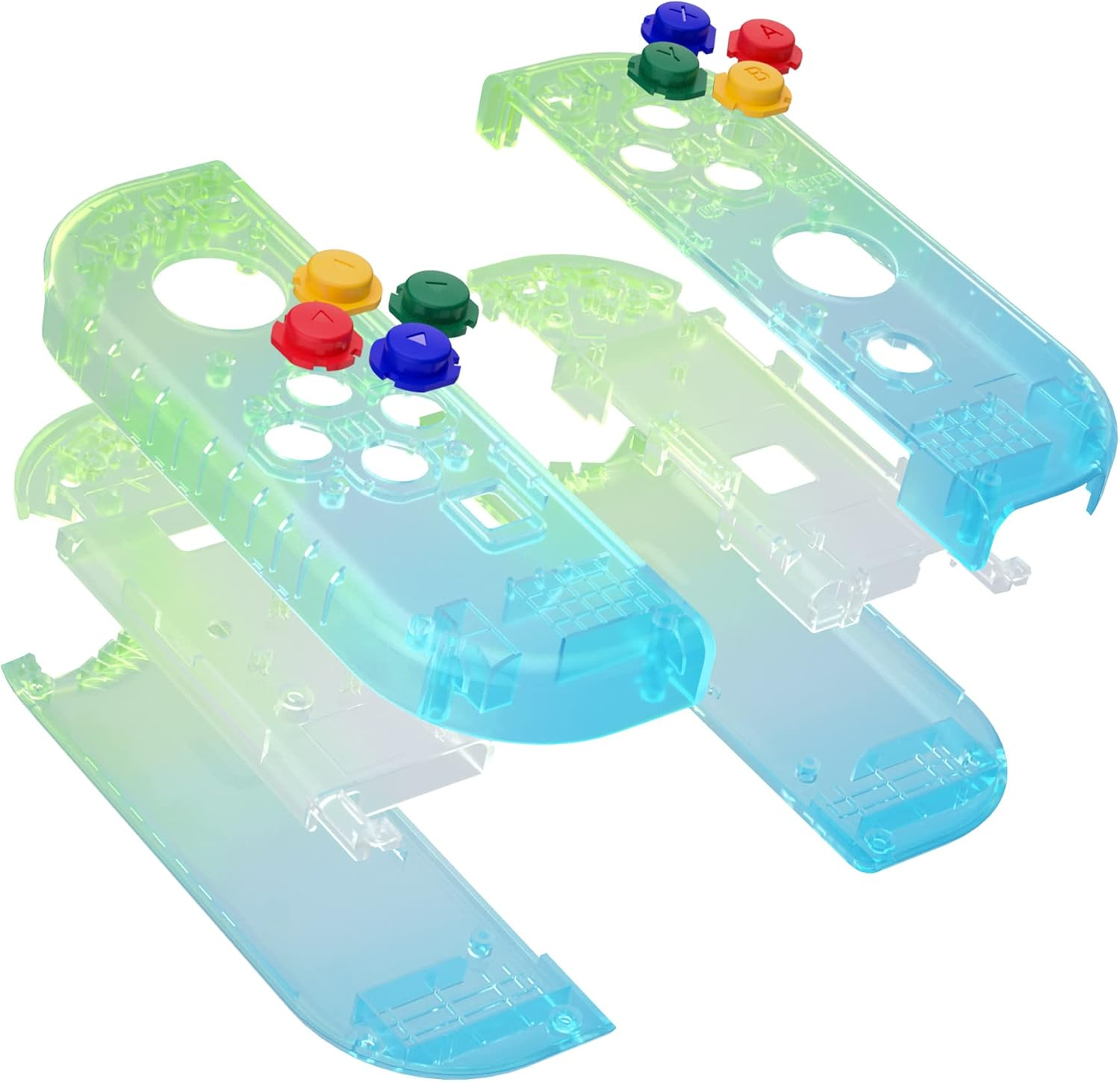 Extremerate Gradient Translucent Green Blue Joycon Handheld Controller Housing with Colorful Buttons, DIY Replacement Shell Case for Nintendo Switch & Switch OLED Model Joy-Con &ndash; Console NOT Included image number 5