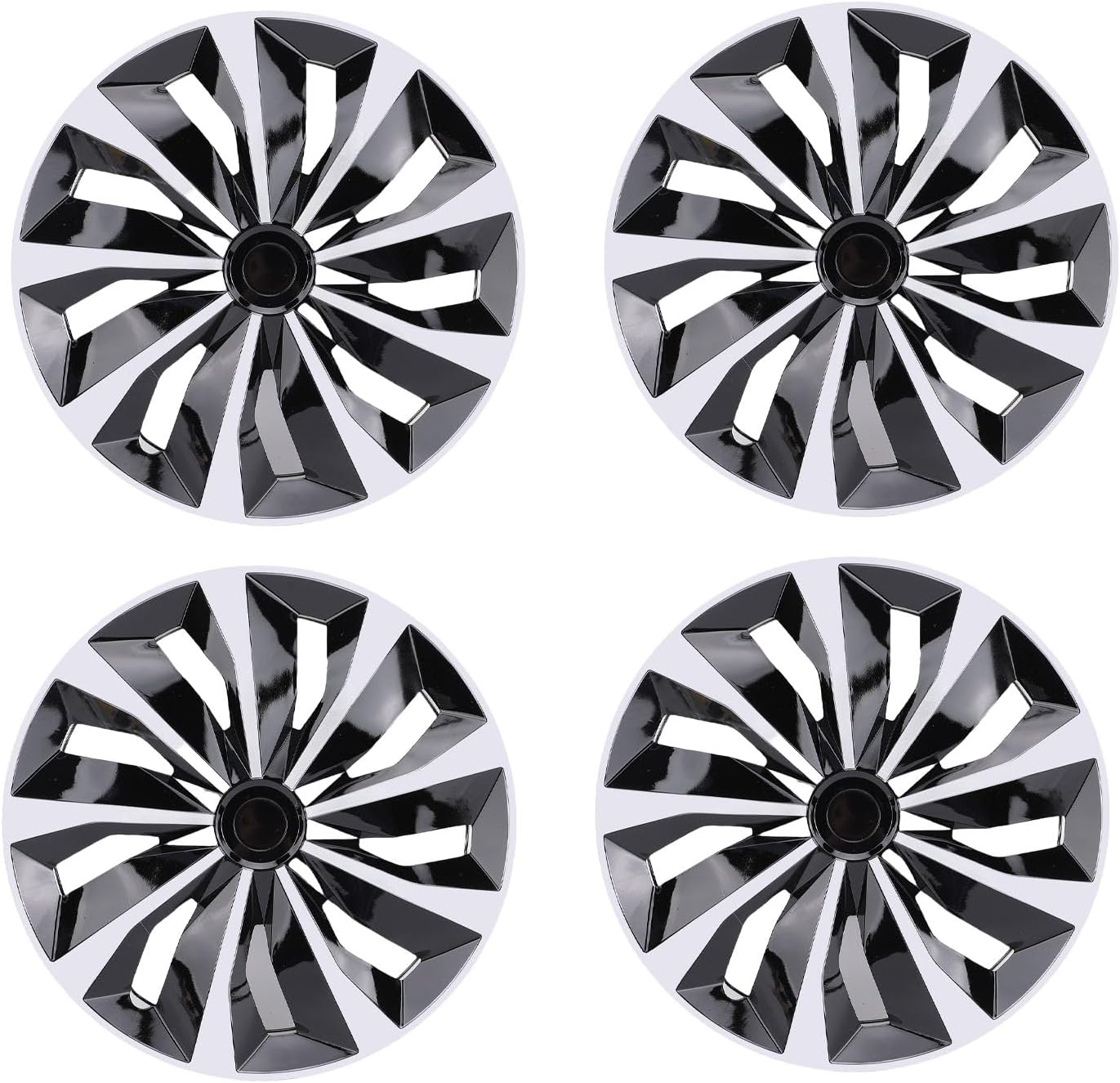 Jiawu 14 Inch Hubcaps, Wheel Cover Snap on R14 Hubcaps Set, Universal Wheel Rim Cover for Cars Trucks SUV, Set of 4, ABS Material, Easy Installation, Hubcaps for Car Accessories (Black)