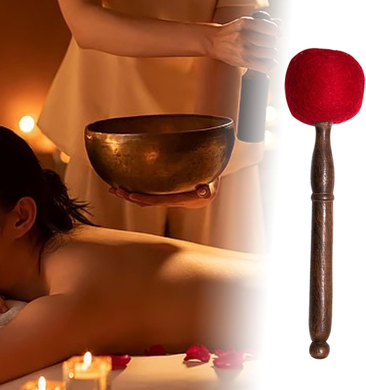 Vaveren Singing Bowl Mallet Tibetan Singing Bowl Wooden Sound Bowl Stick for Meditation, Yoga, Relaxation, Wooden Hammer, S image number 6