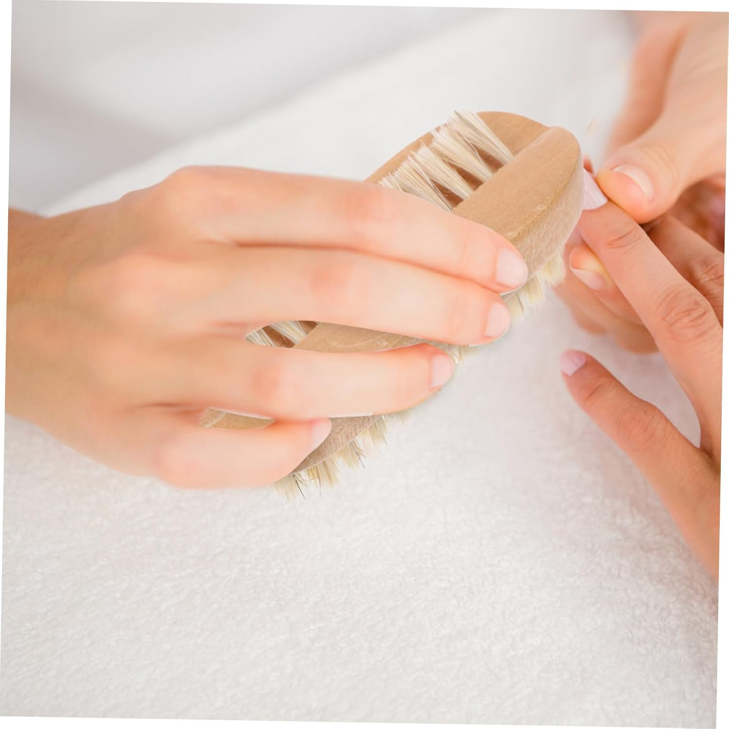 LALADEFIEE Wood Boar Bristle Nail Brush Nail Art Brush Cleaner for Home Professional Use image number 6